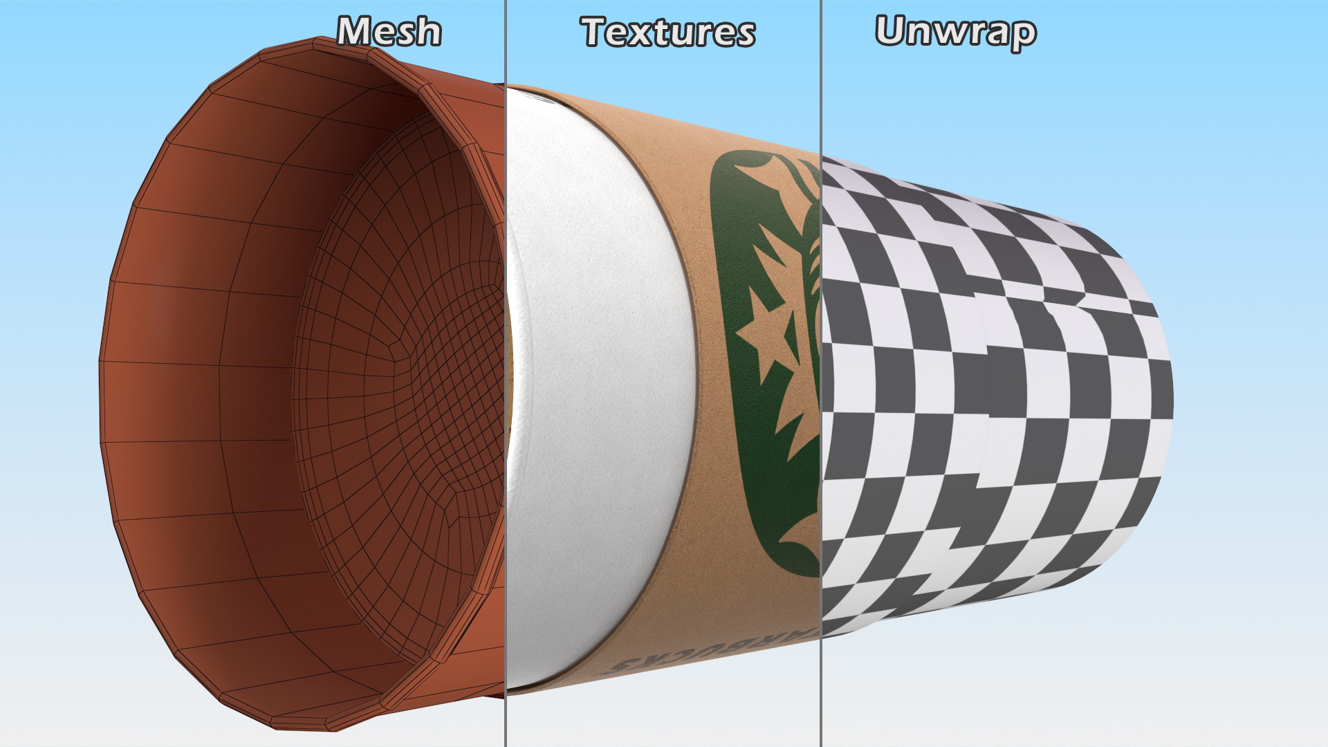 3D Starbucks Paper Cup With Coffee