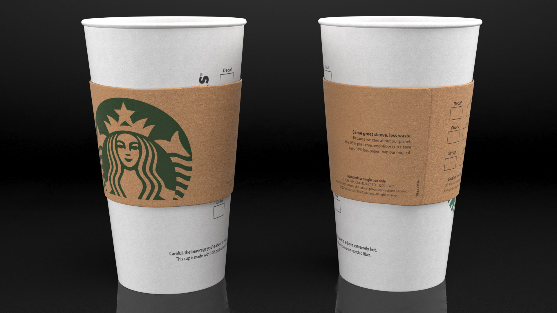 3D Starbucks Paper Cup With Coffee