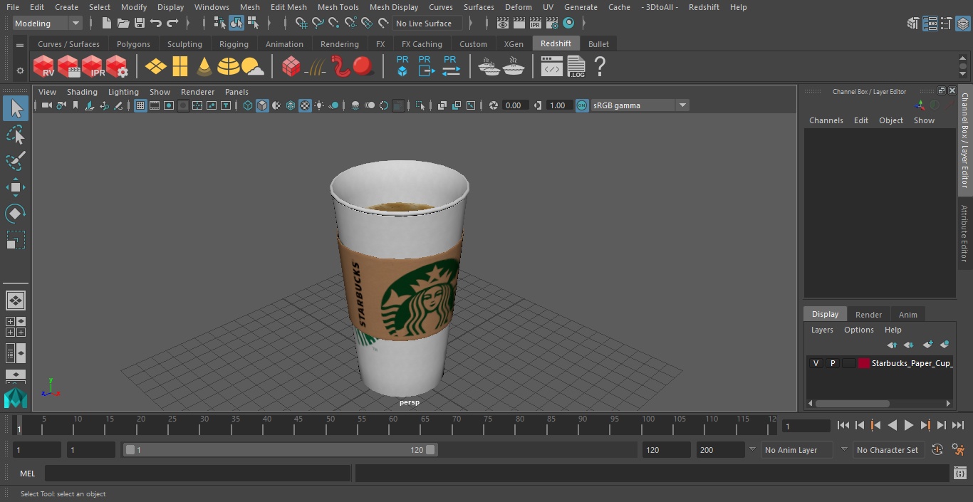 3D Starbucks Paper Cup With Coffee