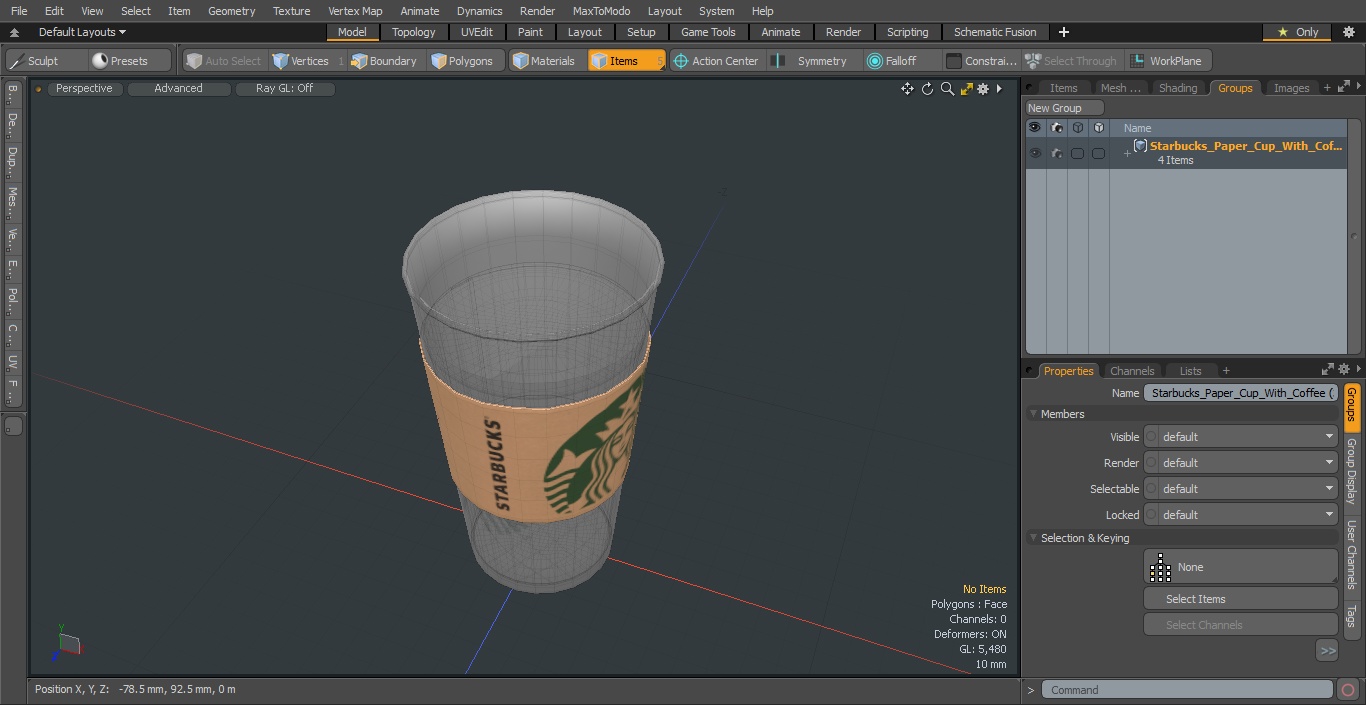 3D Starbucks Paper Cup With Coffee