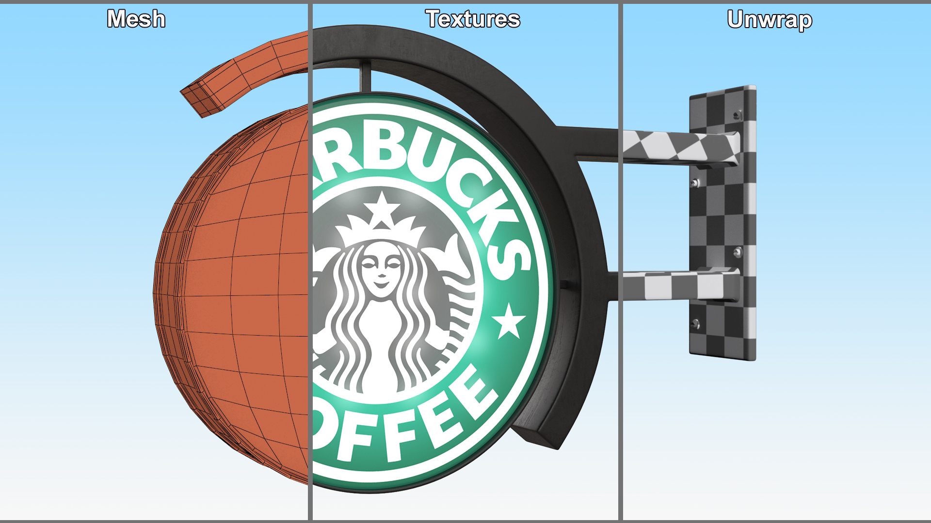 Starbucks Signage Wall Mounted Light On 3D model