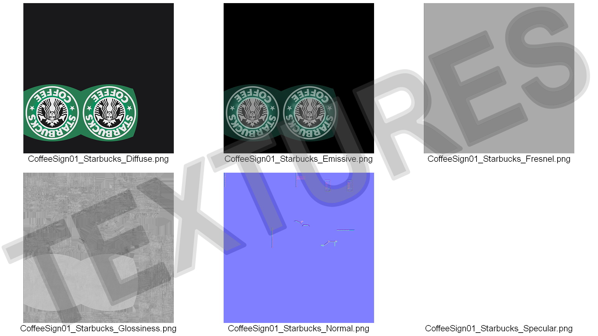 Starbucks Signage Wall Mounted Light On 3D model