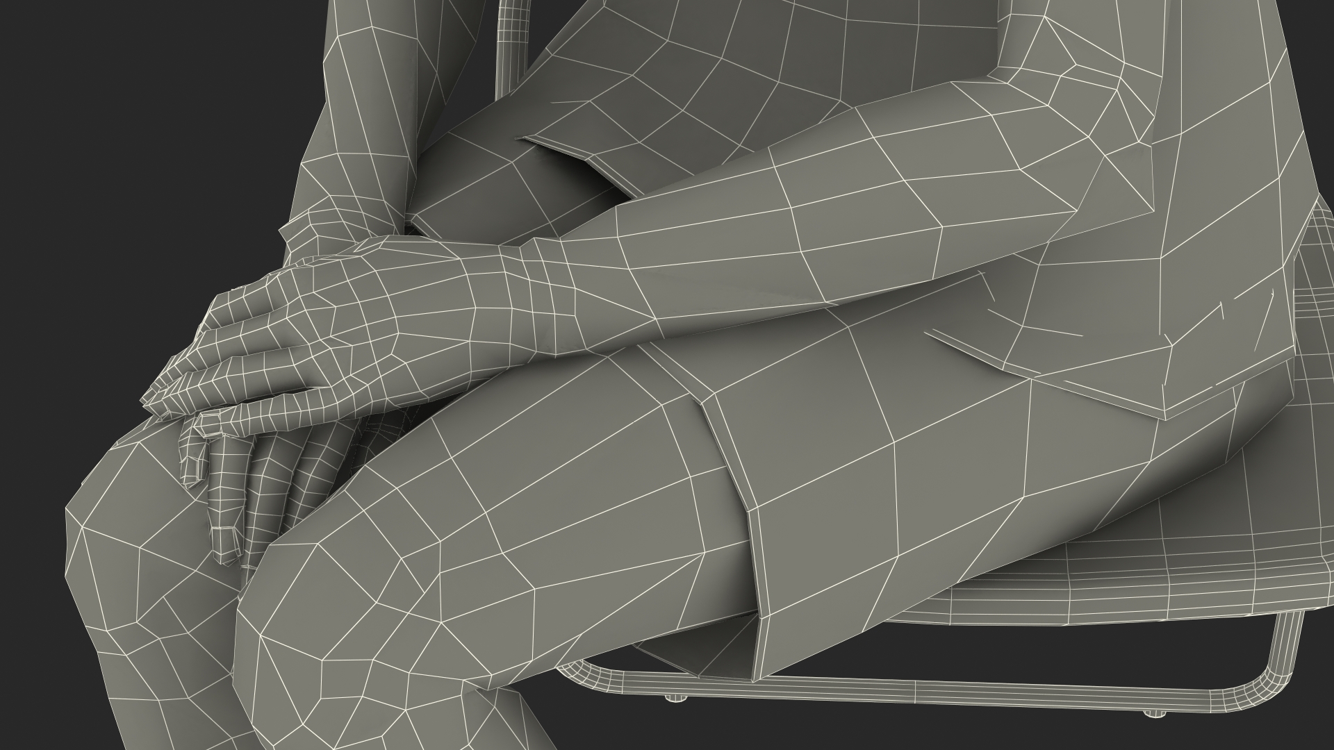Asian Old Lady in Sleeping Suit Sitting 3D model
