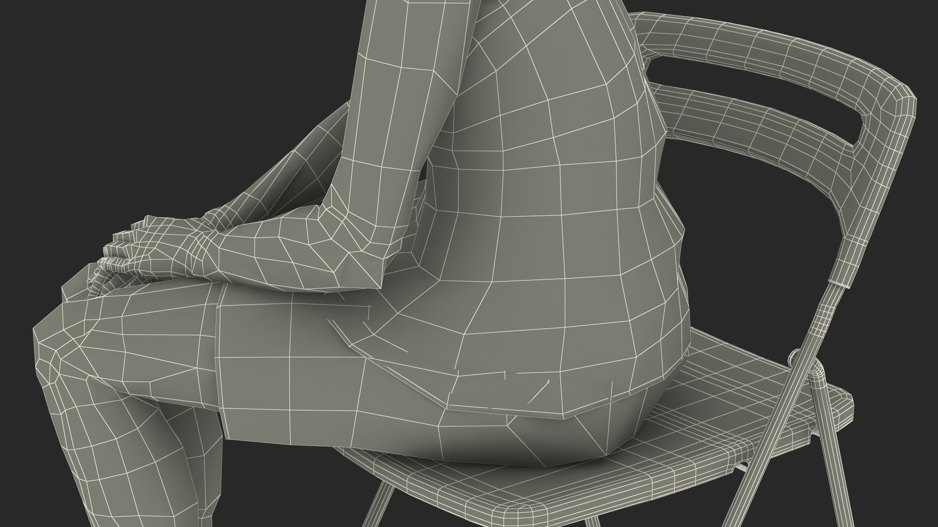 Asian Old Lady in Sleeping Suit Sitting 3D model