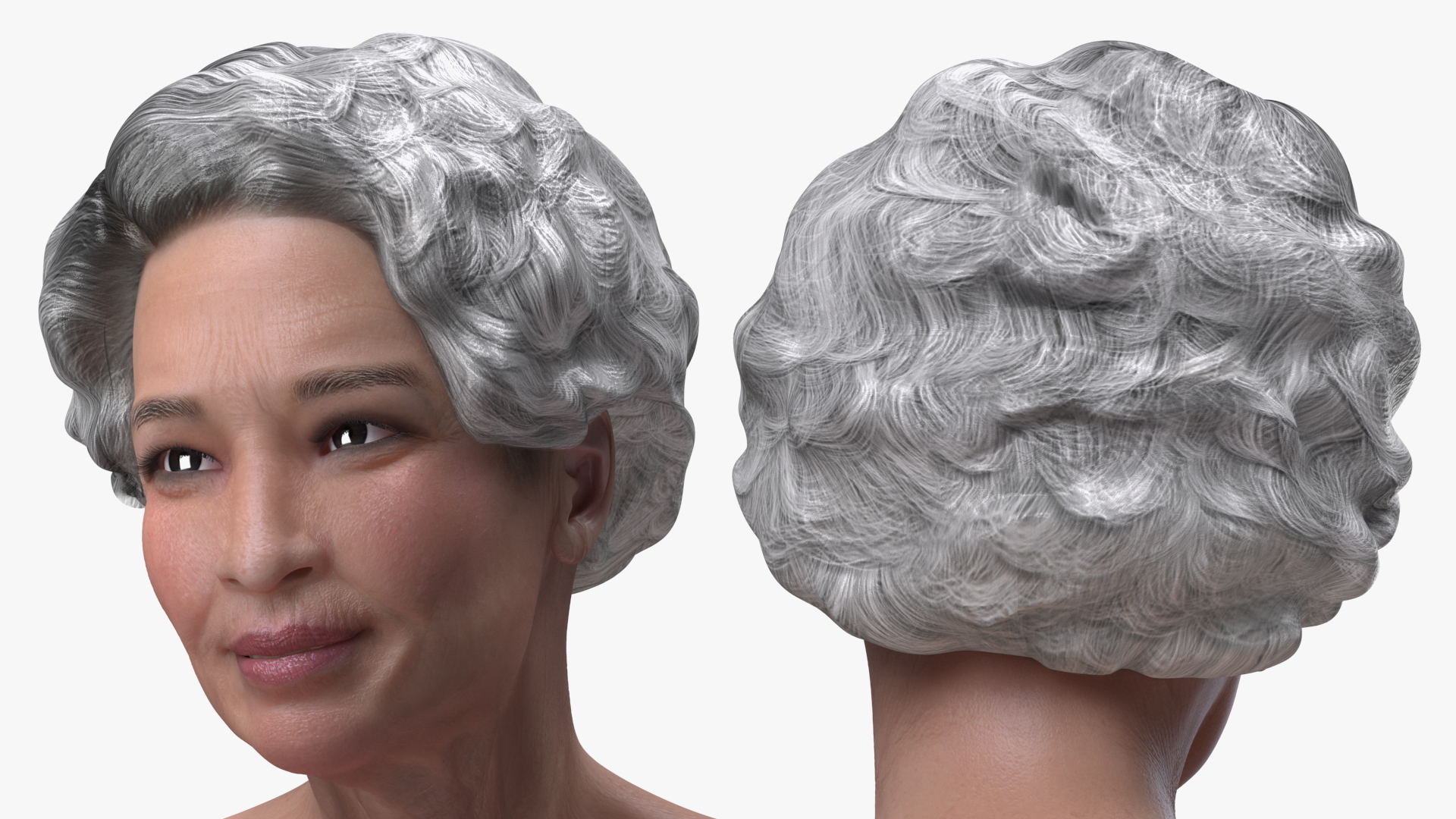 Asian Old Lady in Sleeping Suit Sitting 3D model