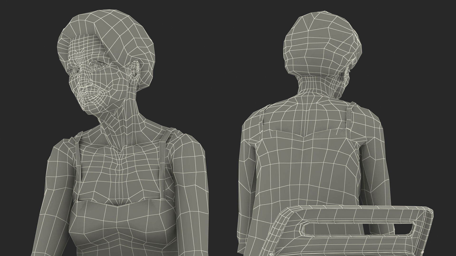 Asian Old Lady in Sleeping Suit Sitting 3D model