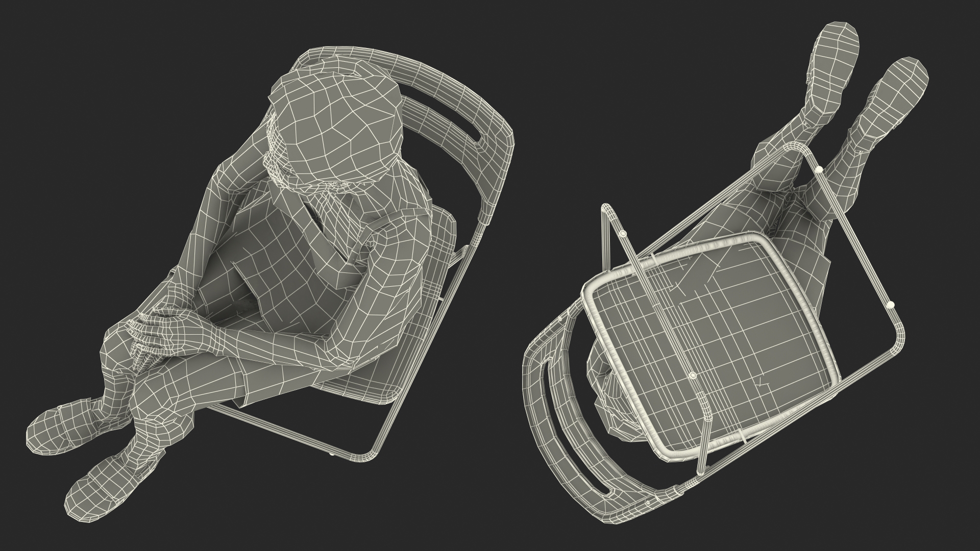 Asian Old Lady in Sleeping Suit Sitting 3D model