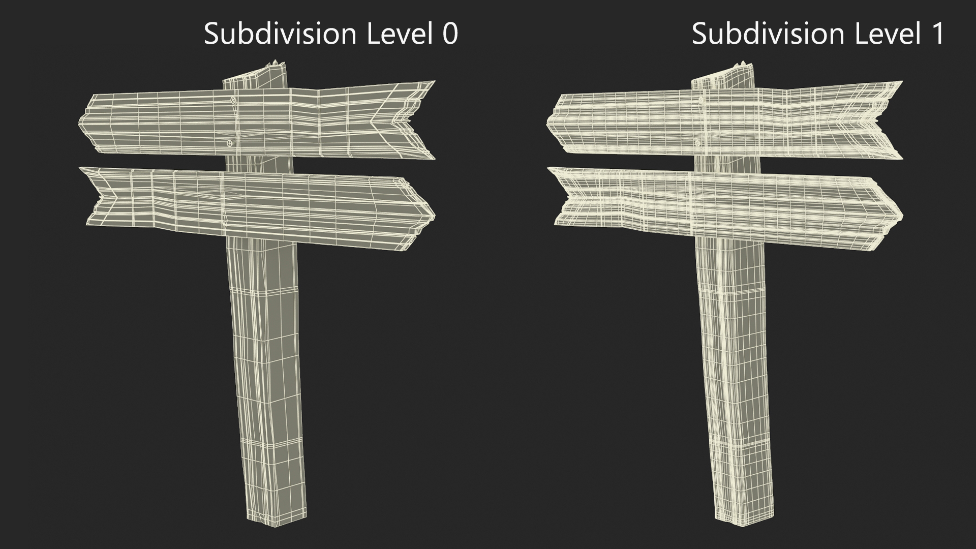 Old Wooden Direction Pointer Signpost 3D