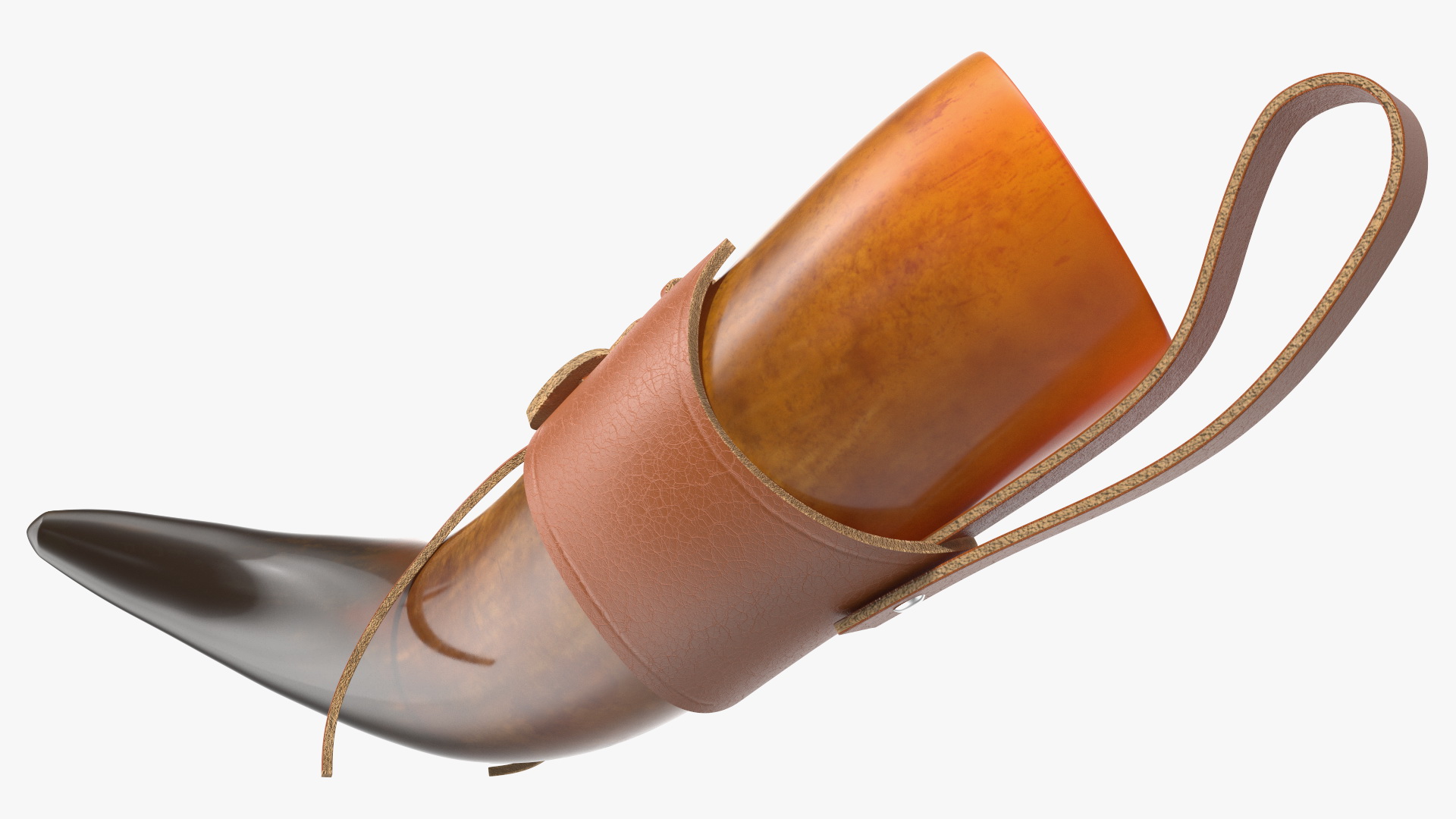 3D Vintaghe Dark Drinking Horn in Leather Case model