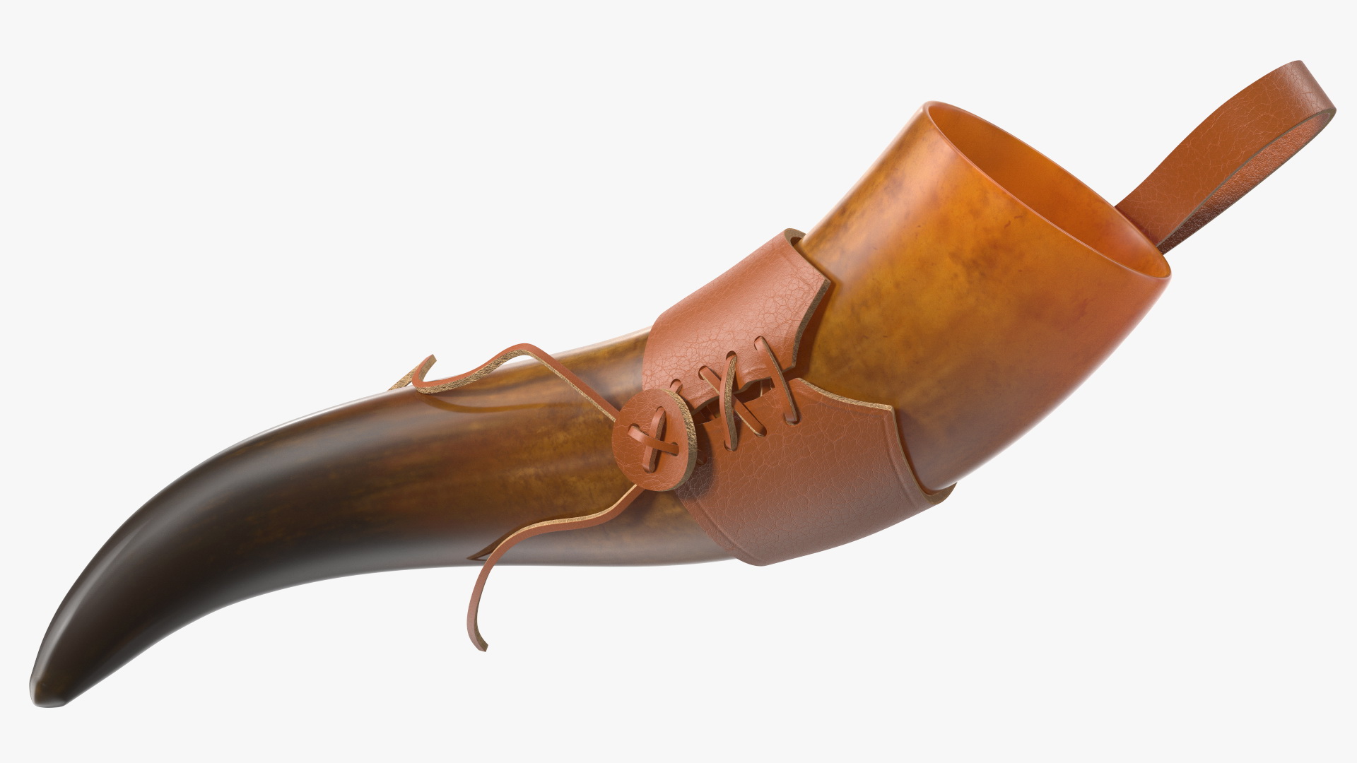 3D Vintaghe Dark Drinking Horn in Leather Case model