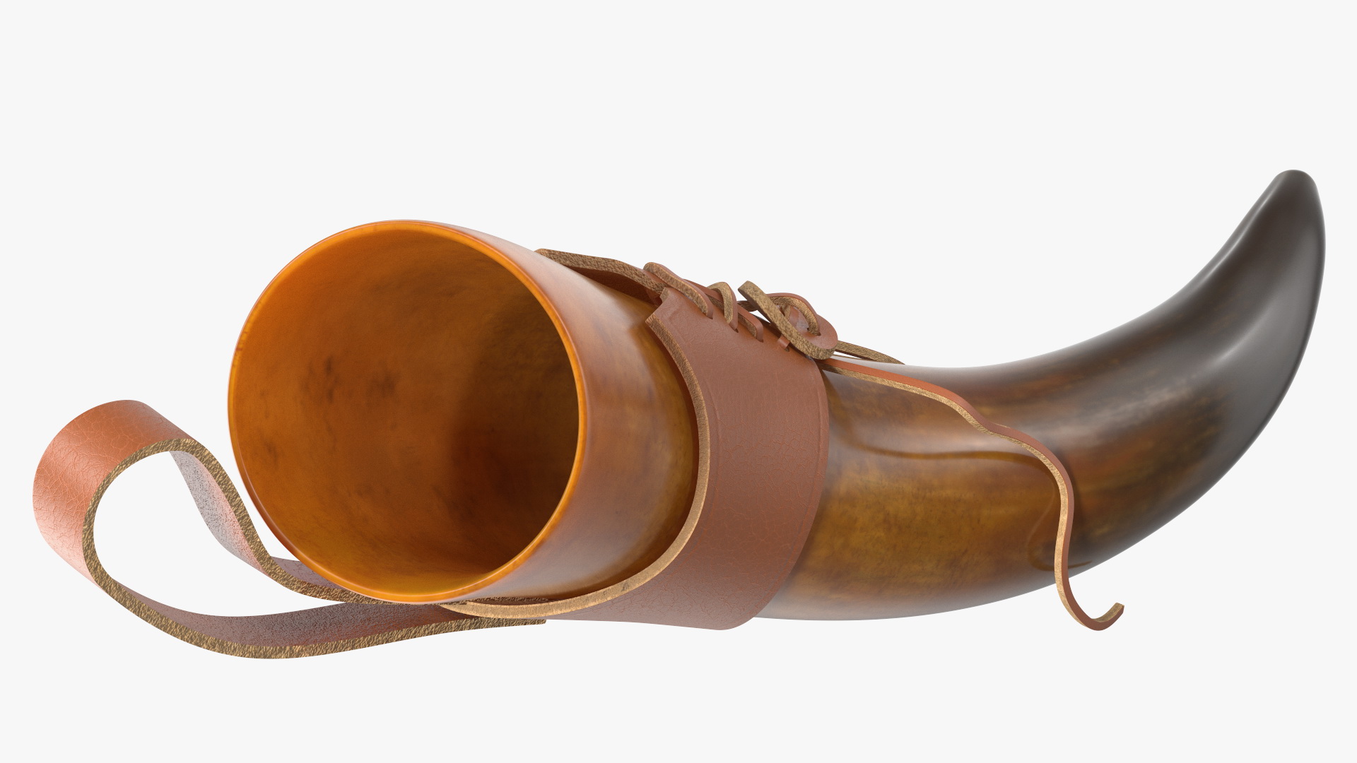 3D Vintaghe Dark Drinking Horn in Leather Case model