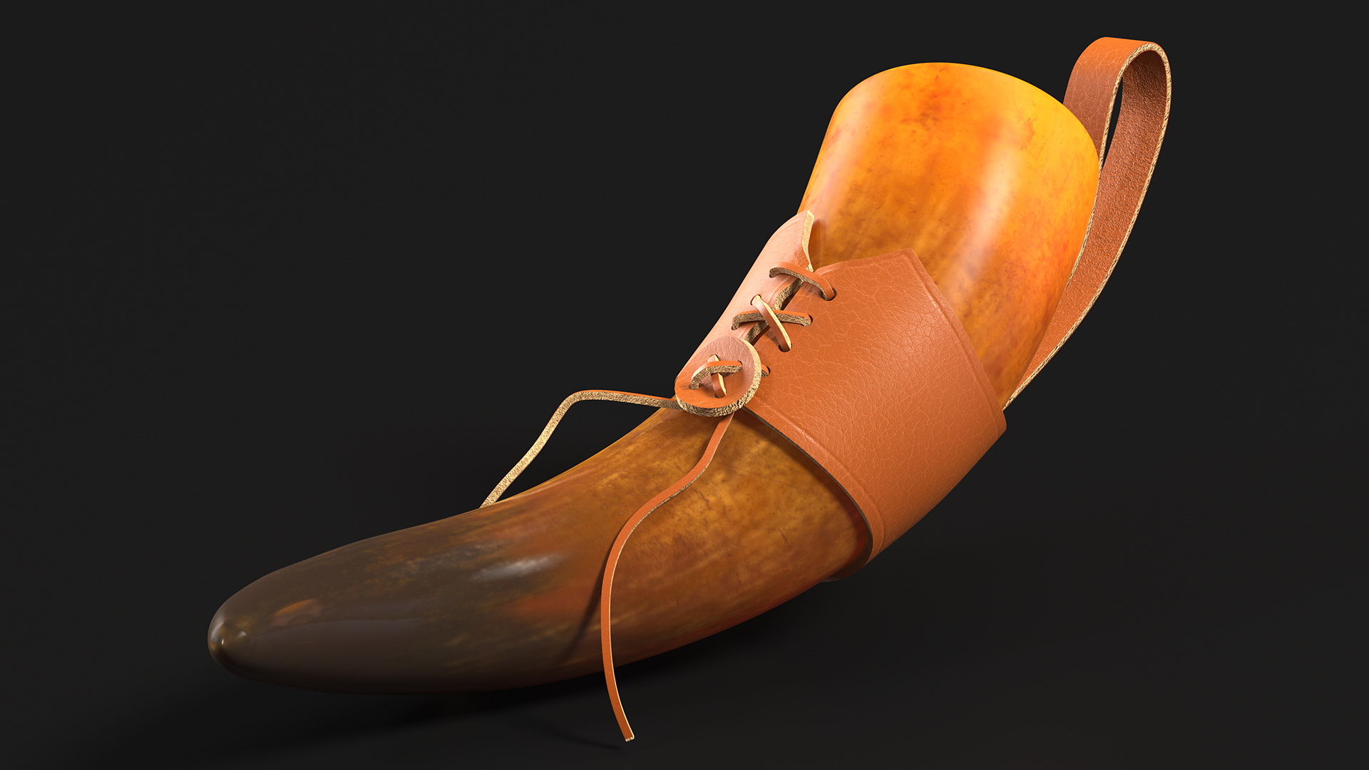 3D Vintaghe Dark Drinking Horn in Leather Case model