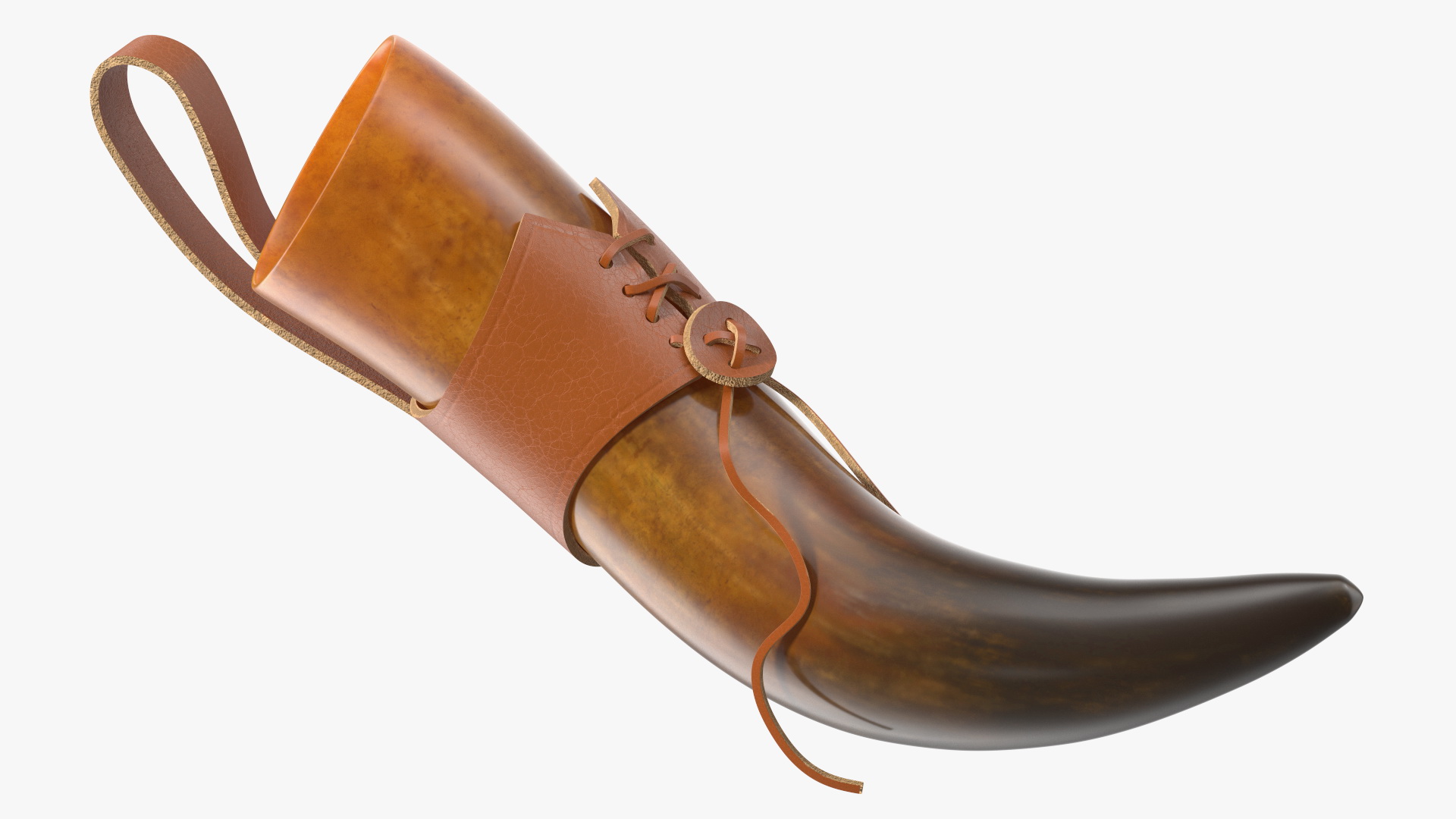 3D Vintaghe Dark Drinking Horn in Leather Case model