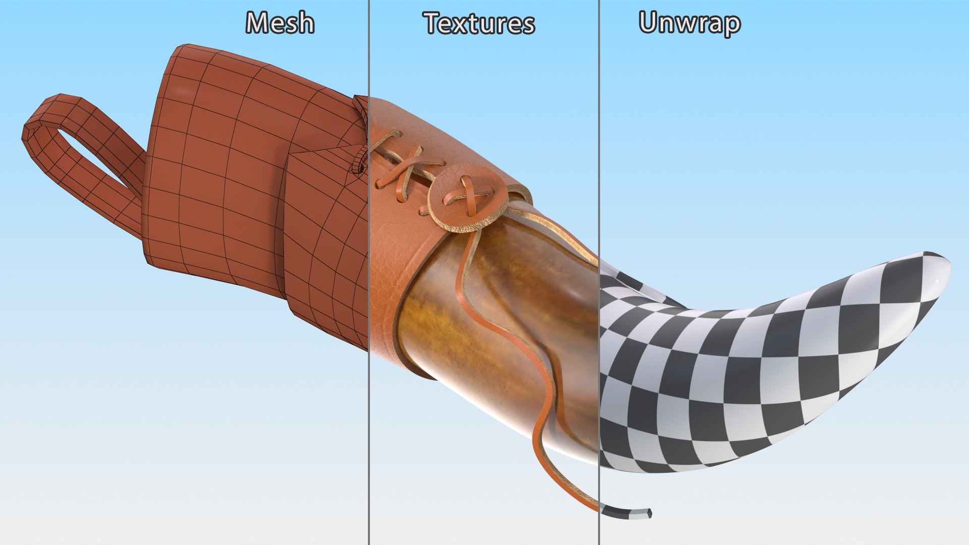 3D Vintaghe Dark Drinking Horn in Leather Case model