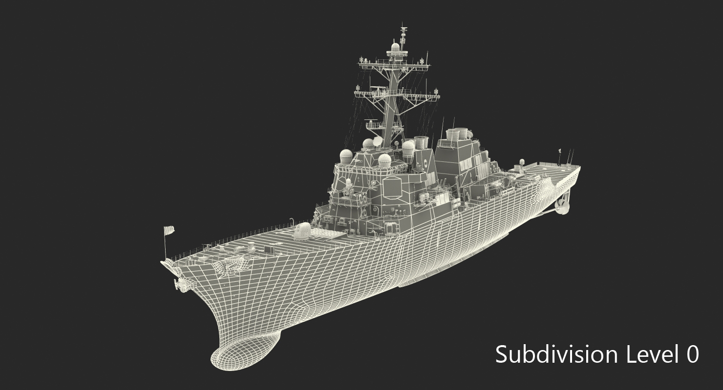 3D model Arleigh Burke Destroyer Higgins DDG 76 Rigged