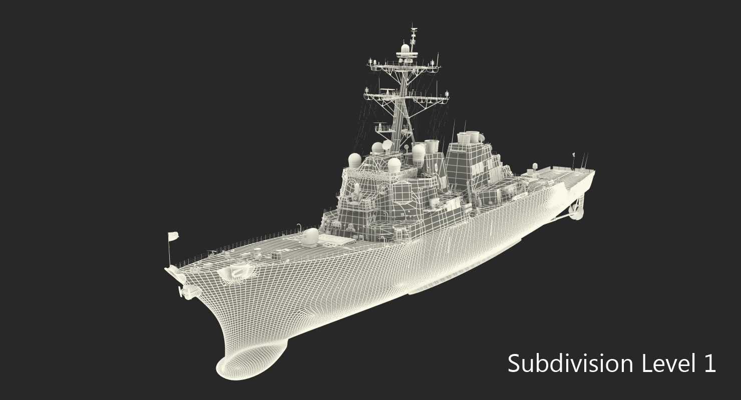 3D model Arleigh Burke Destroyer Higgins DDG 76 Rigged
