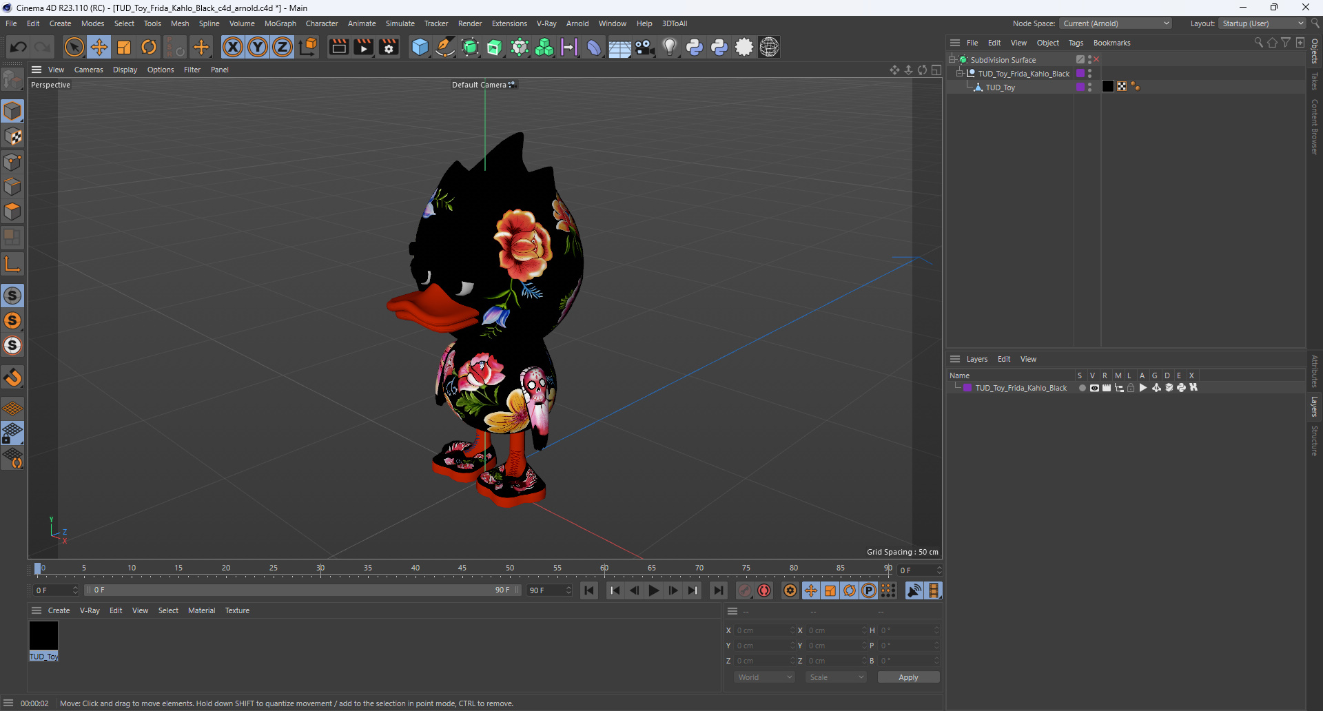 3D model TUD Toy Frida Kahlo Black