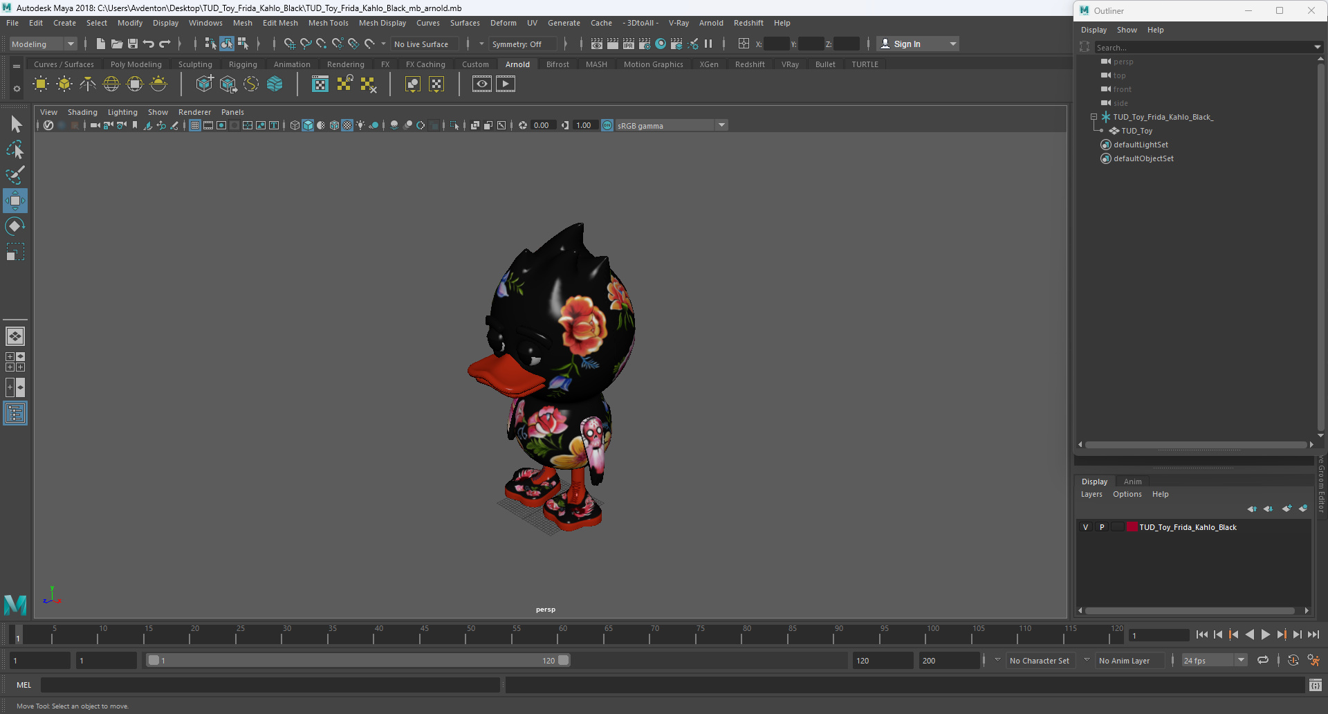 3D model TUD Toy Frida Kahlo Black