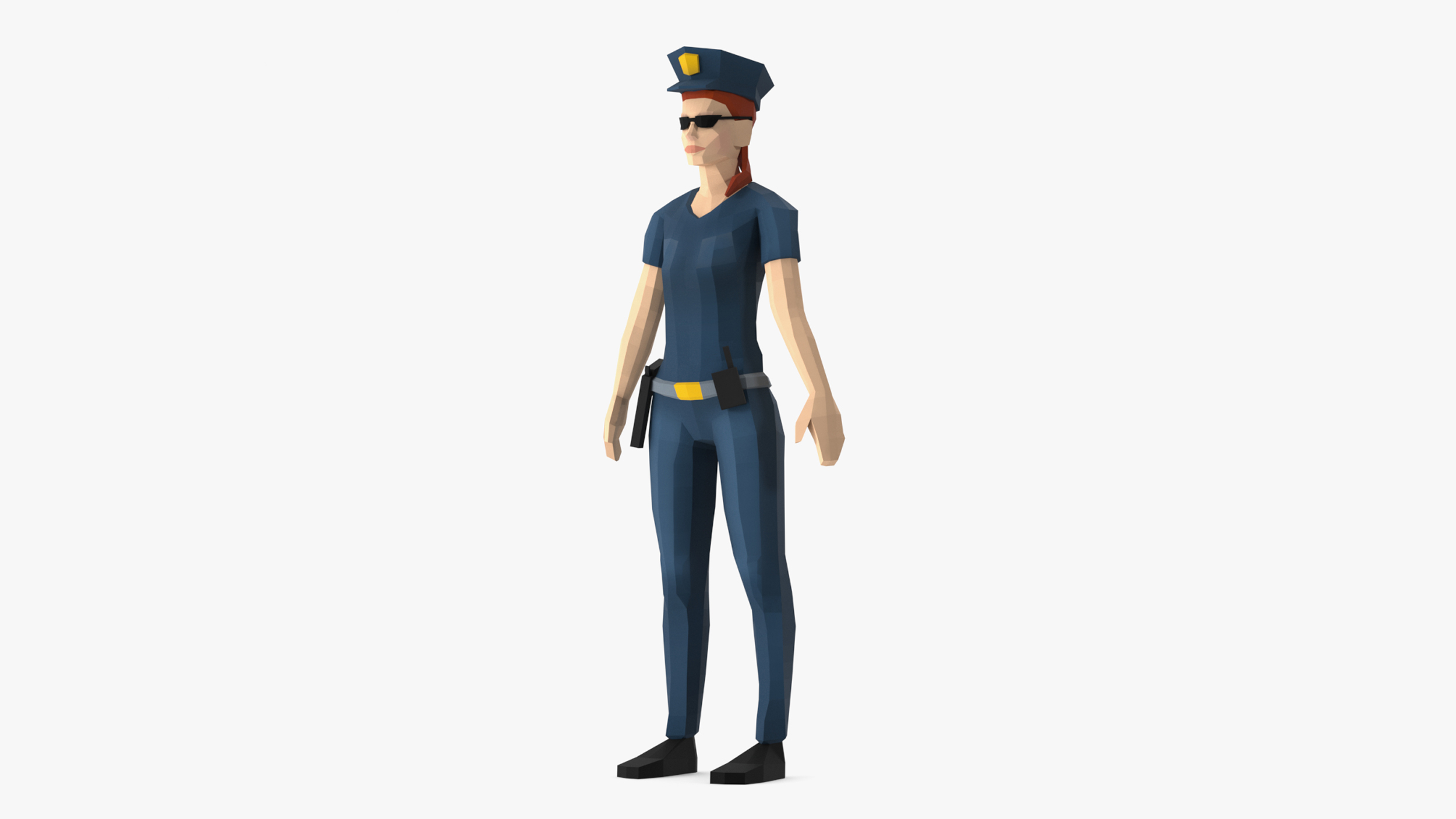 3D Policewoman Low Poly Rigged for Cinema 4D