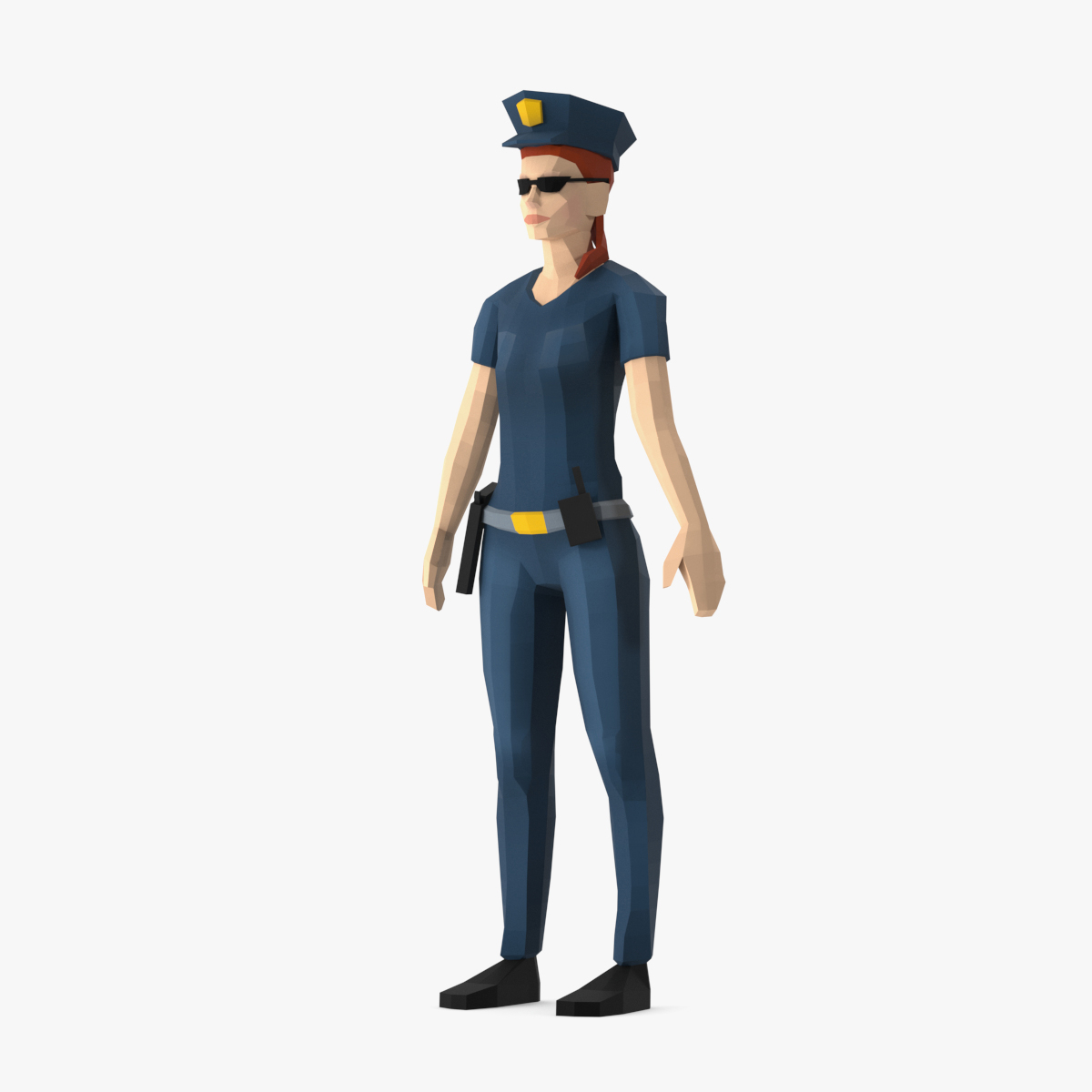 3D Policewoman Low Poly Rigged for Cinema 4D