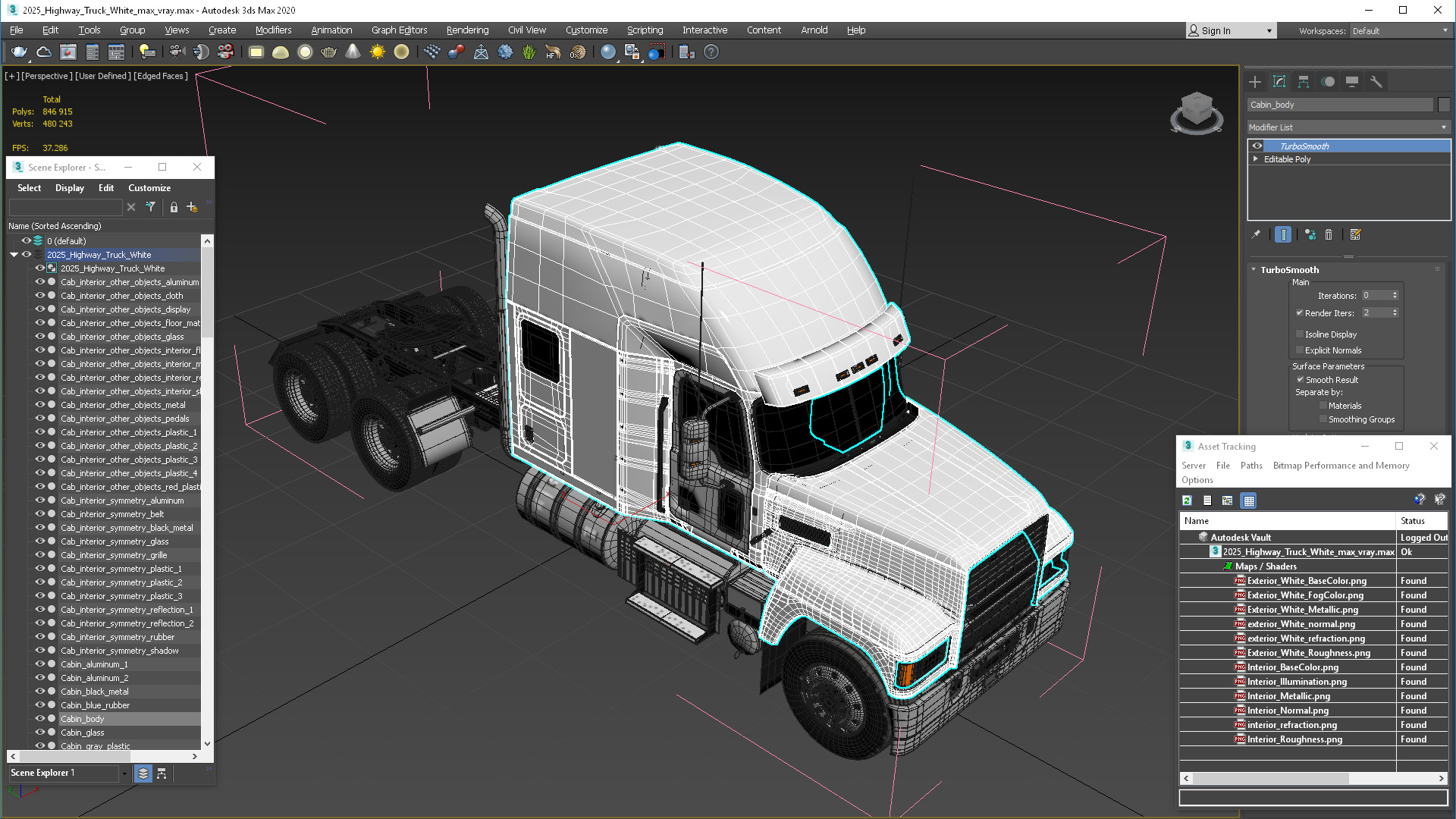 2025 Highway Truck White 3D model