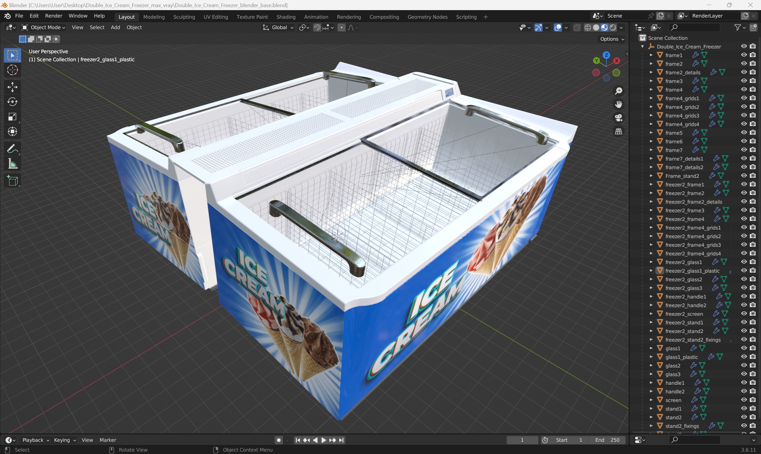 Double Ice Cream Freezer 3D model