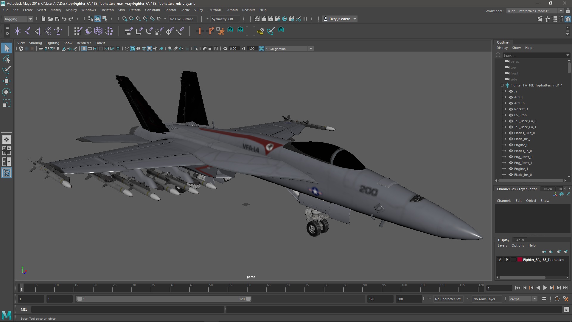 3D model Fighter FA 18E Tophatters
