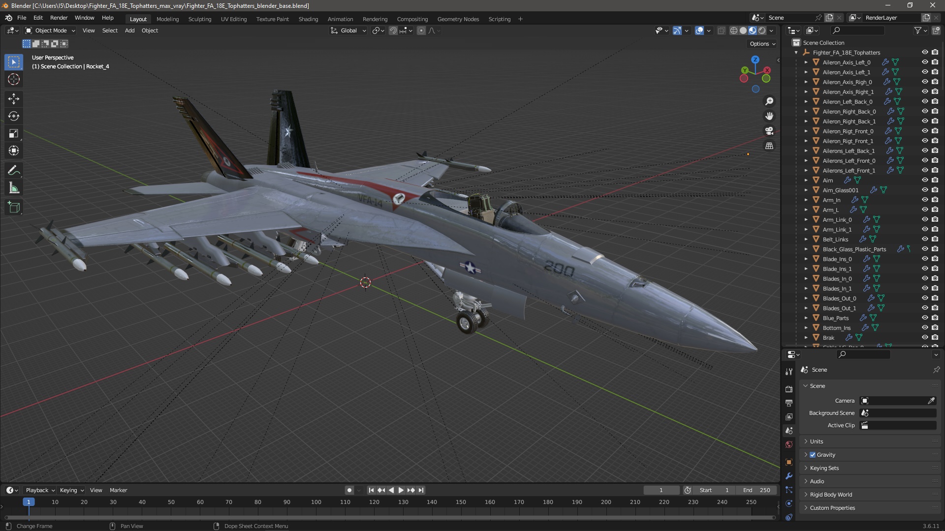 3D model Fighter FA 18E Tophatters