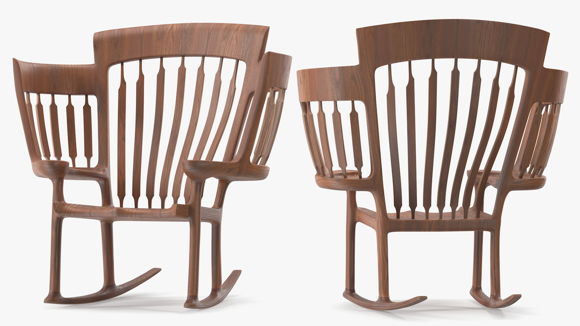 Three Seat Rocking Chair 3D model