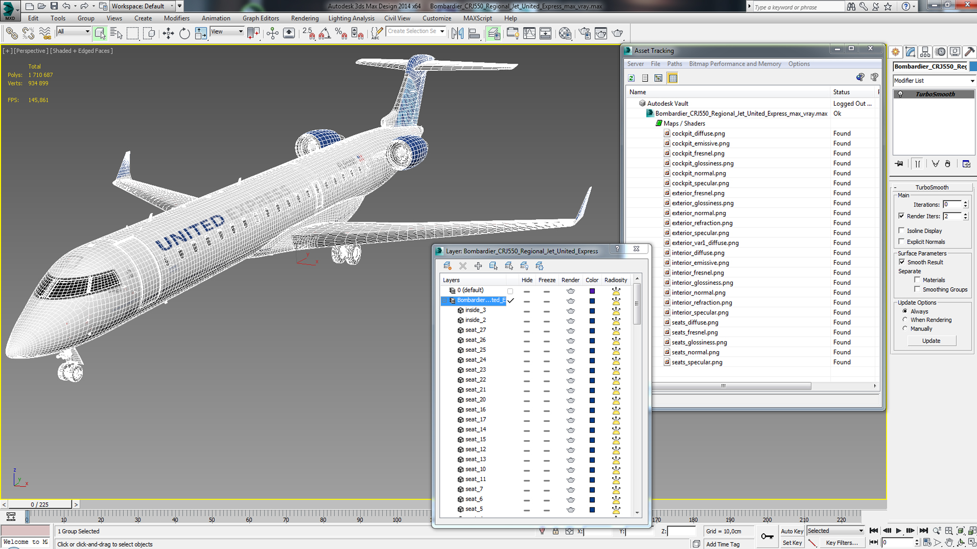 3D model Bombardier CRJ550 Regional Jet United Express