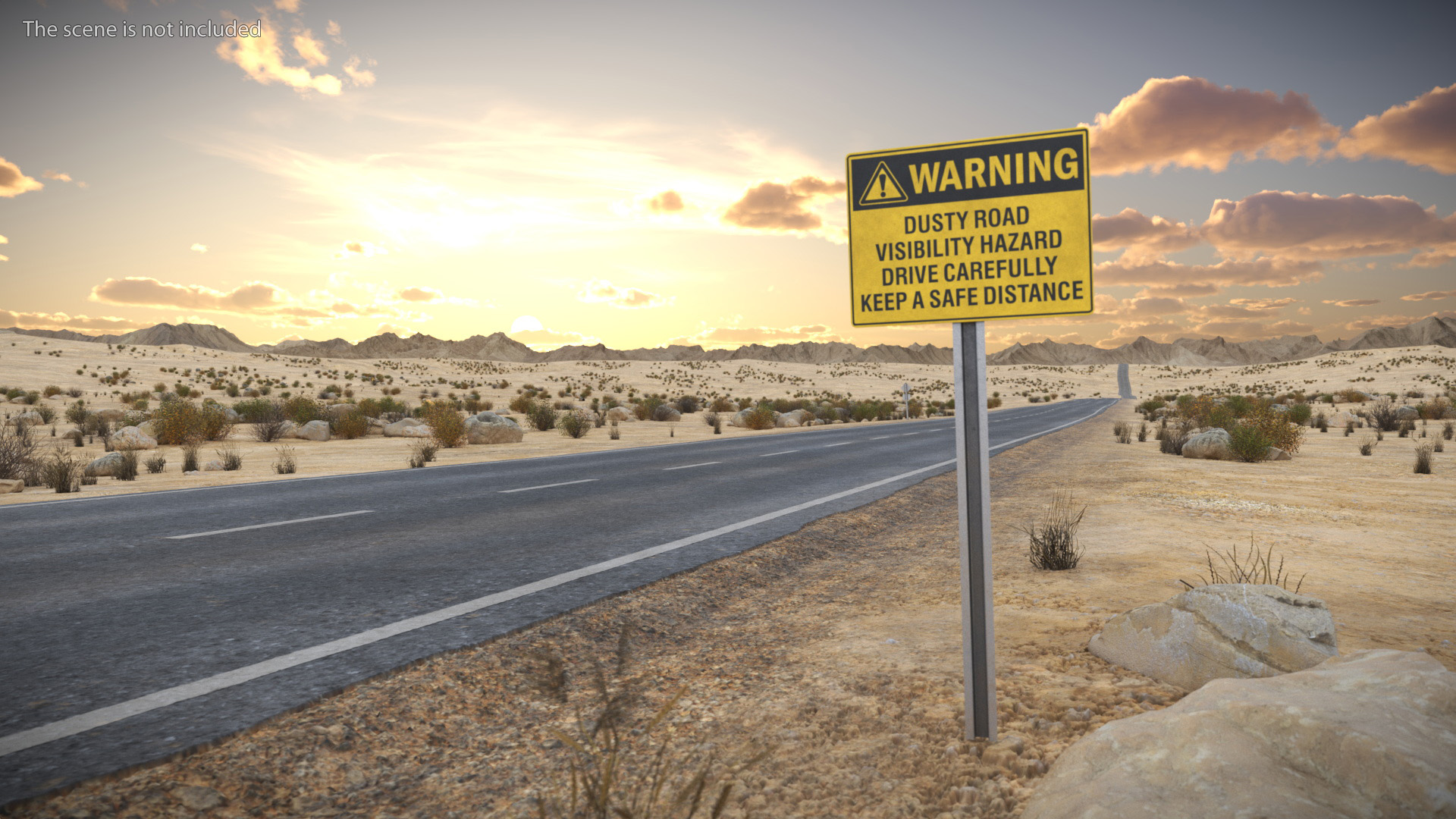 Road Warning Sign with Winding Road Symbol - view 2