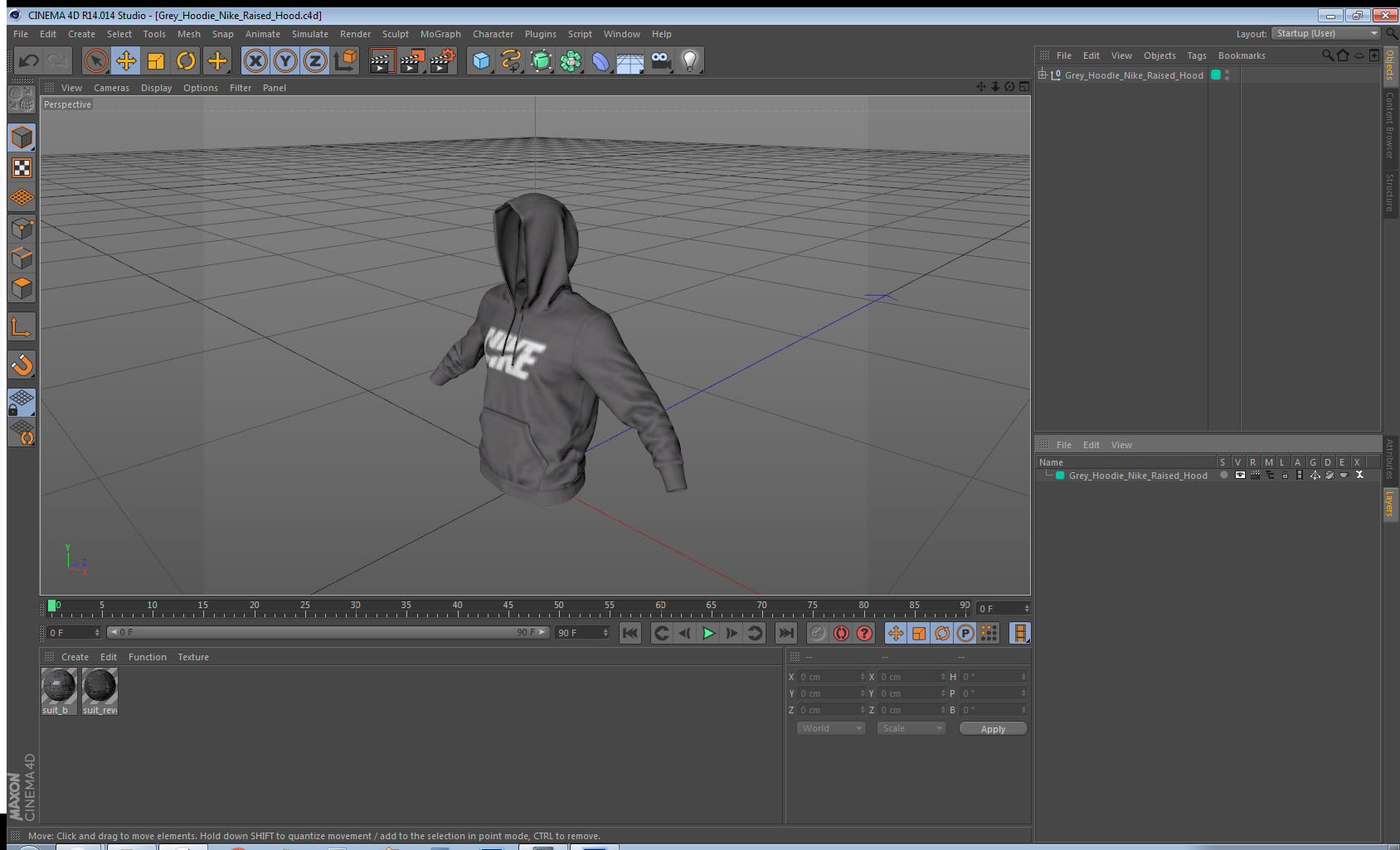 3D Grey Hoodie Nike Raised Hood model