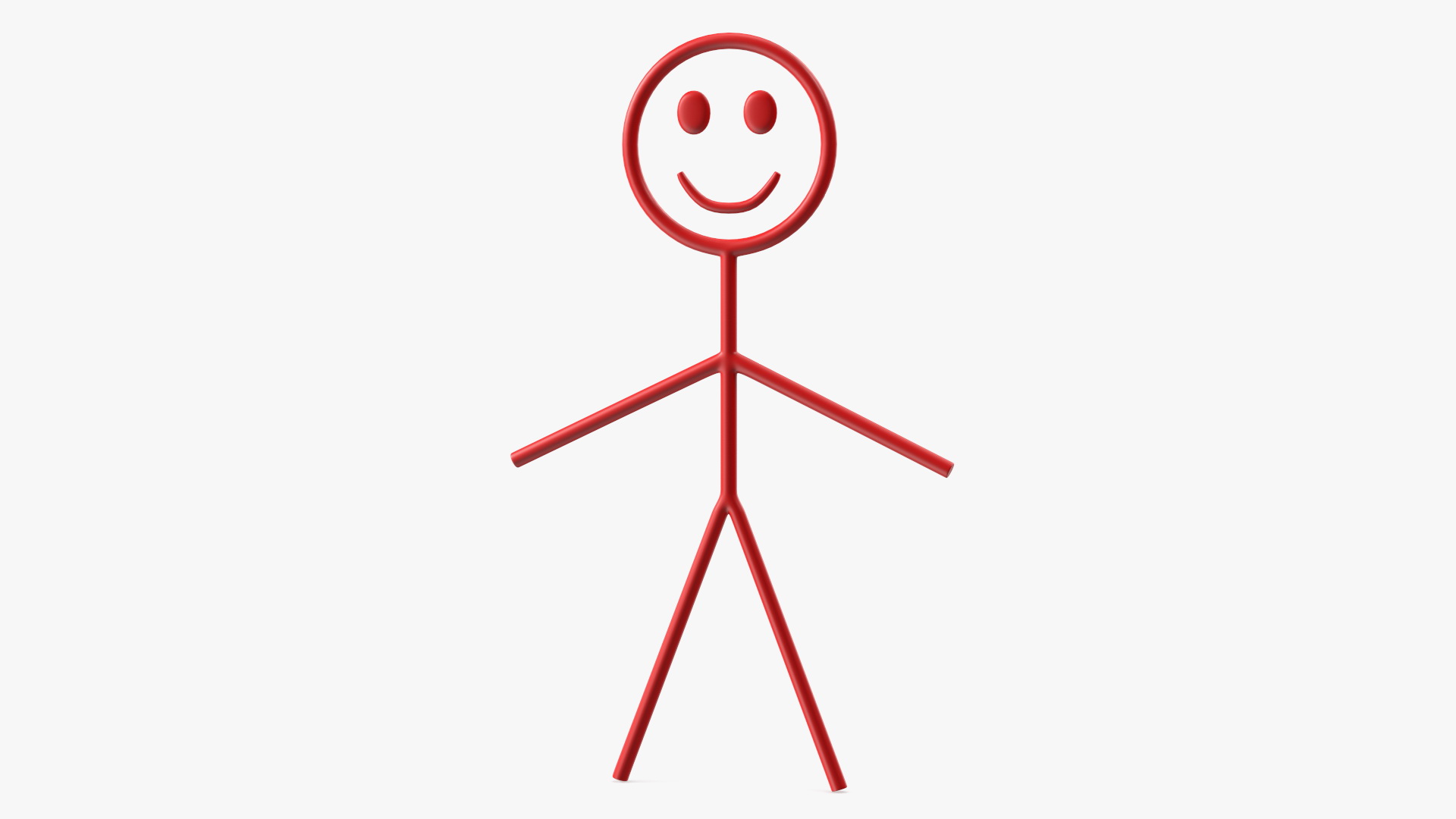Cartoon Stickman Figure Red 3D