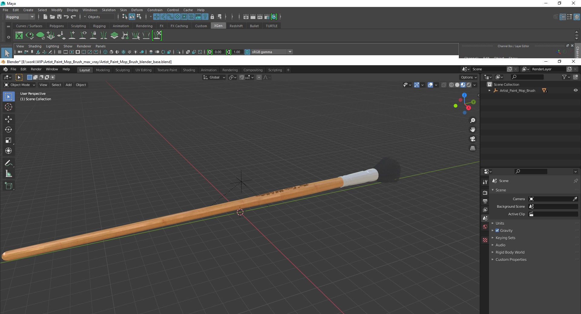 Artist Paint Mop Brush 3D