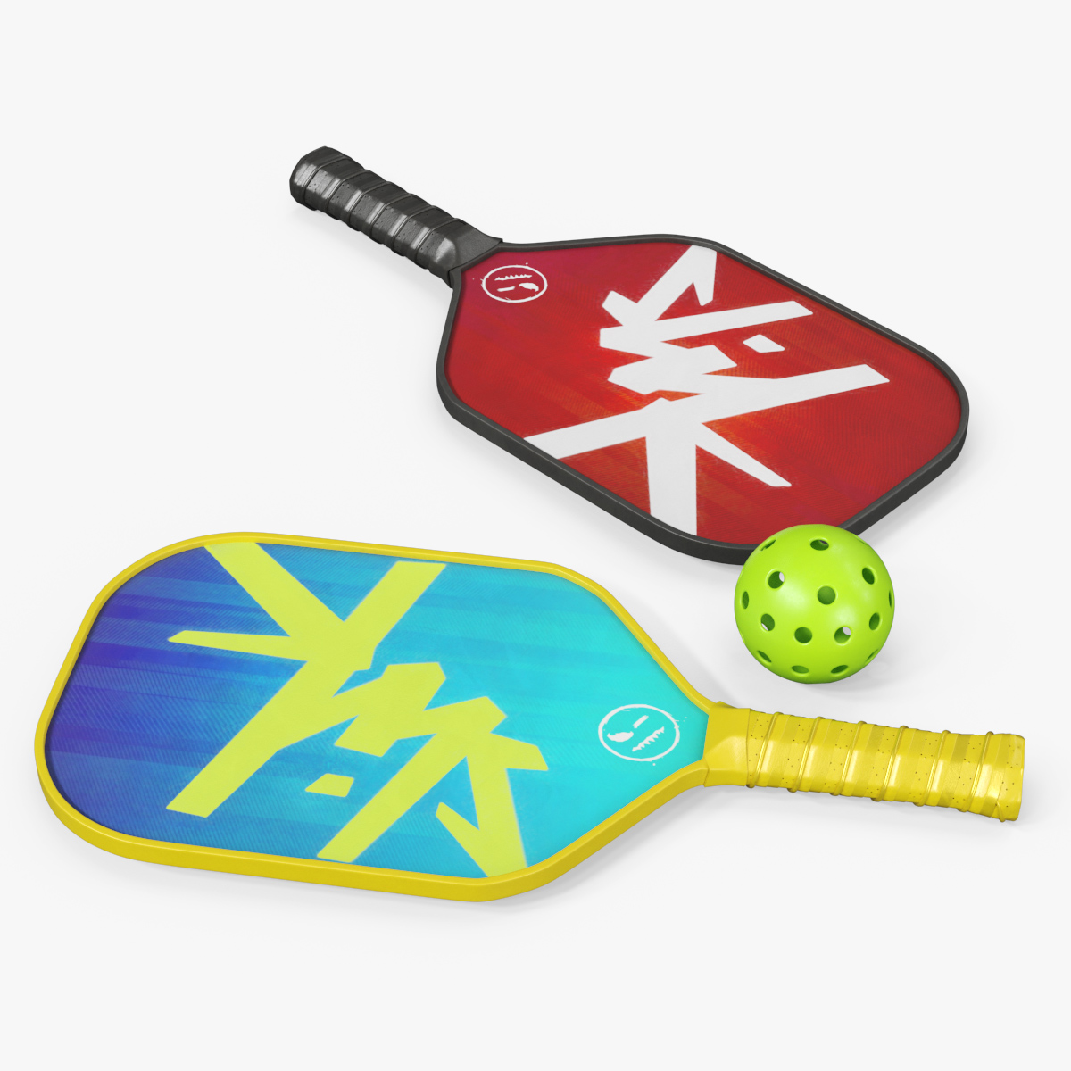 Pickleball Paddle Set with Ball and Rackets 3D model preview
