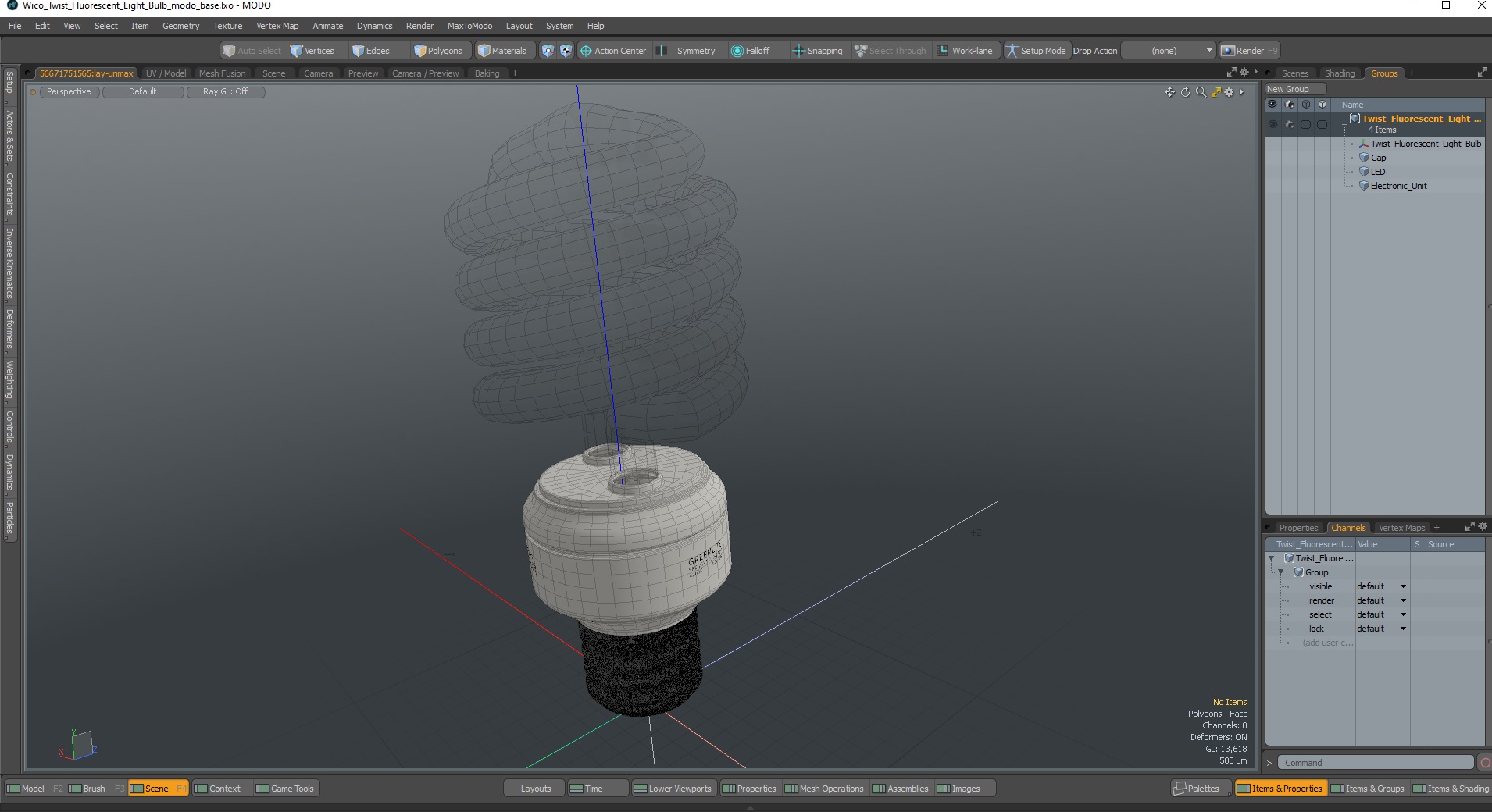3D Twist Fluorescent Light Bulb model