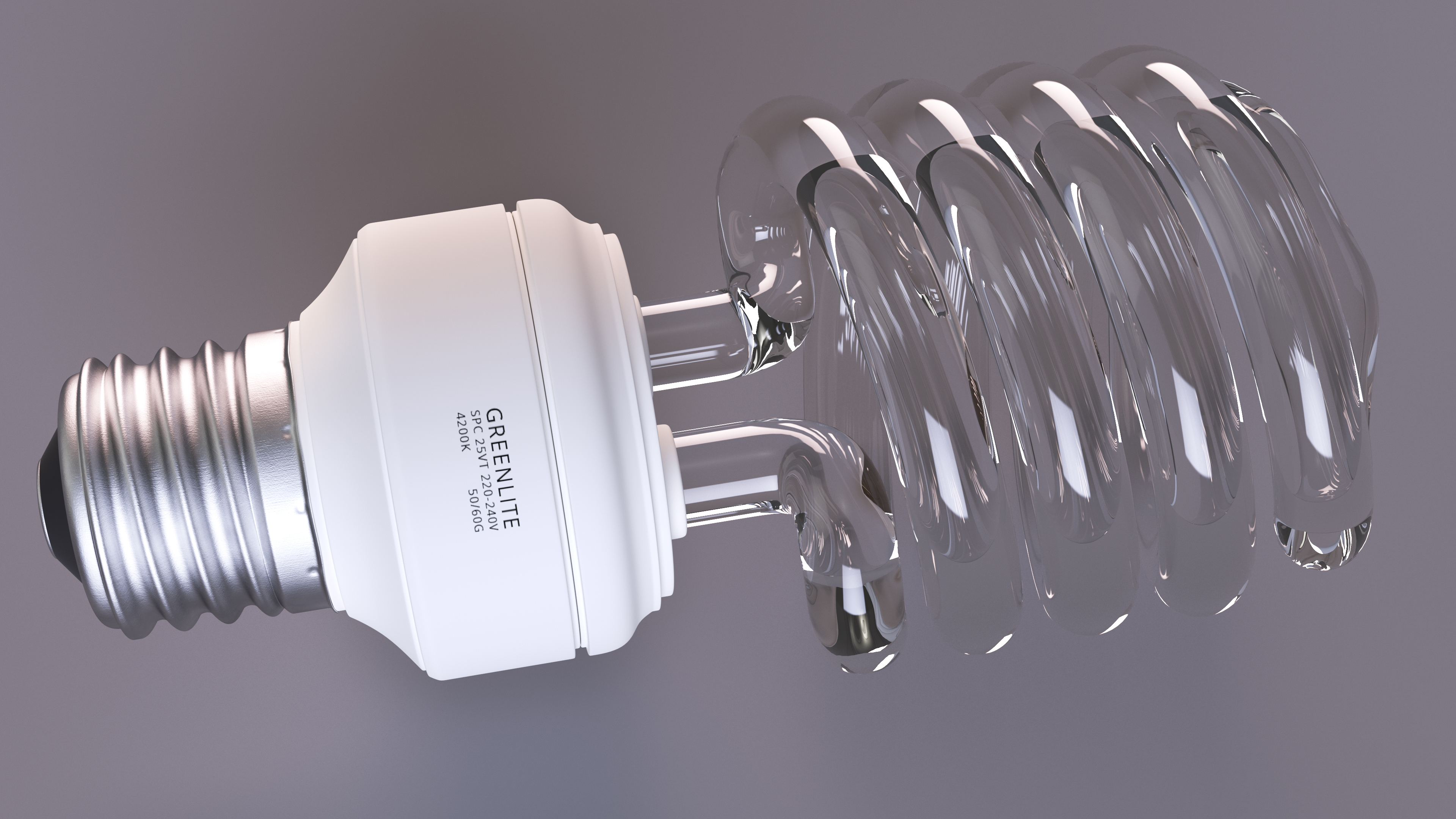 3D Twist Fluorescent Light Bulb model