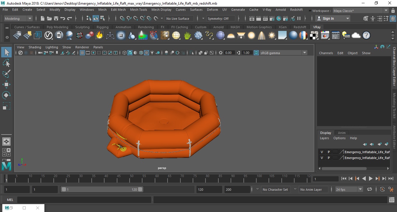 3D model Emergency Inflatable Life Raft