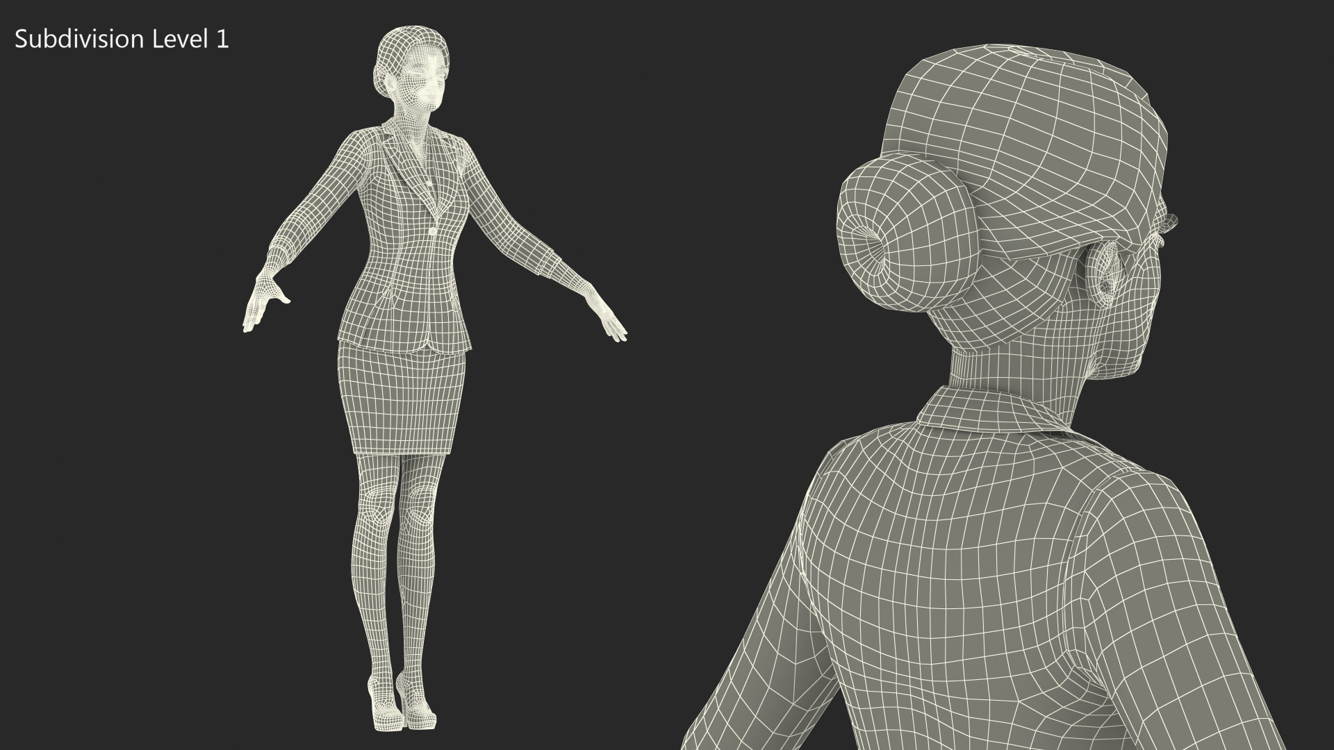 Asian Business Woman T Pose 3D