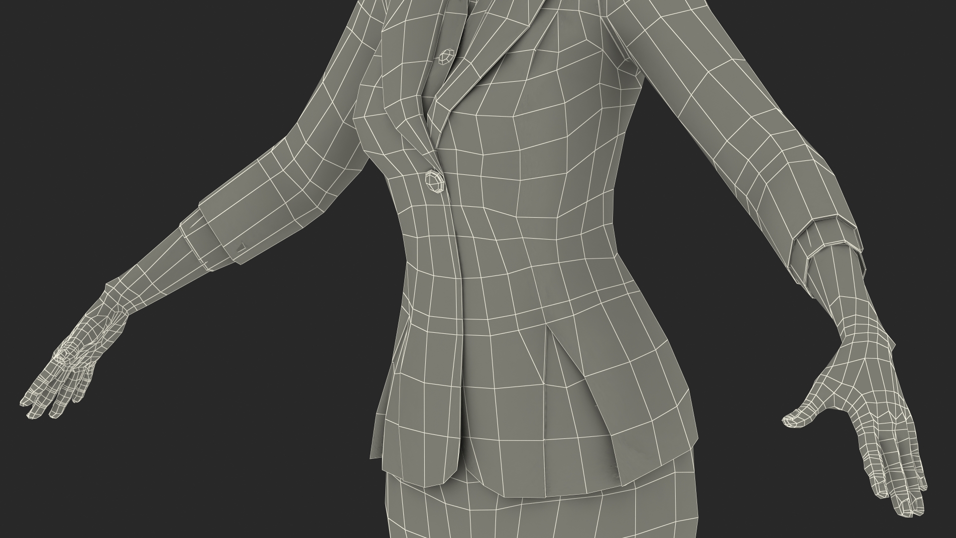 Asian Business Woman T Pose 3D