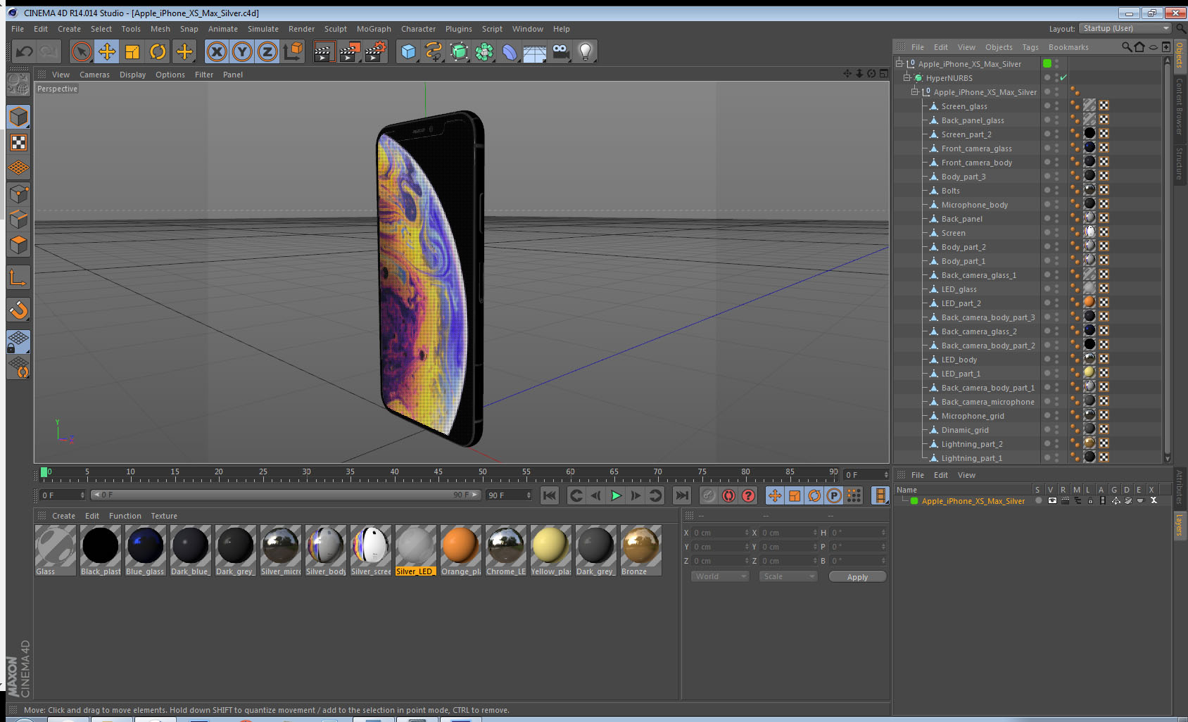 3D Apple iPhone XS Max Silver