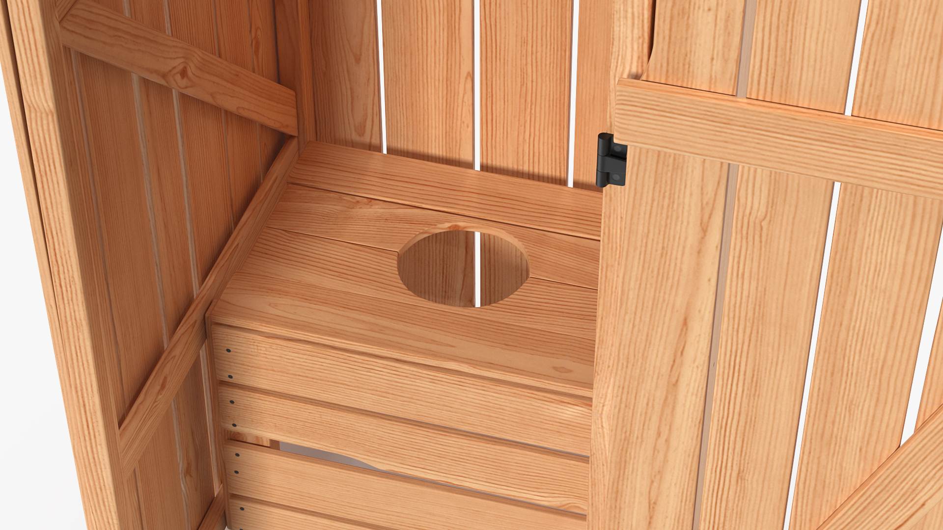Rustic Wooden Outhouse Toilet 3D model
