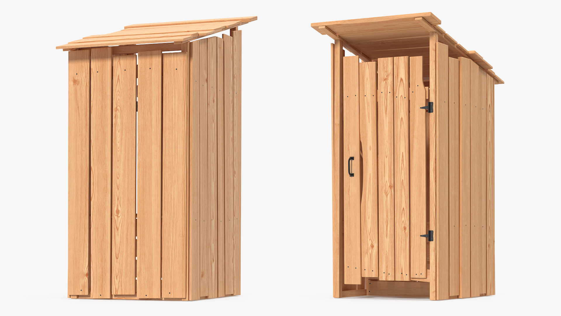 Rustic Wooden Outhouse Toilet 3D model