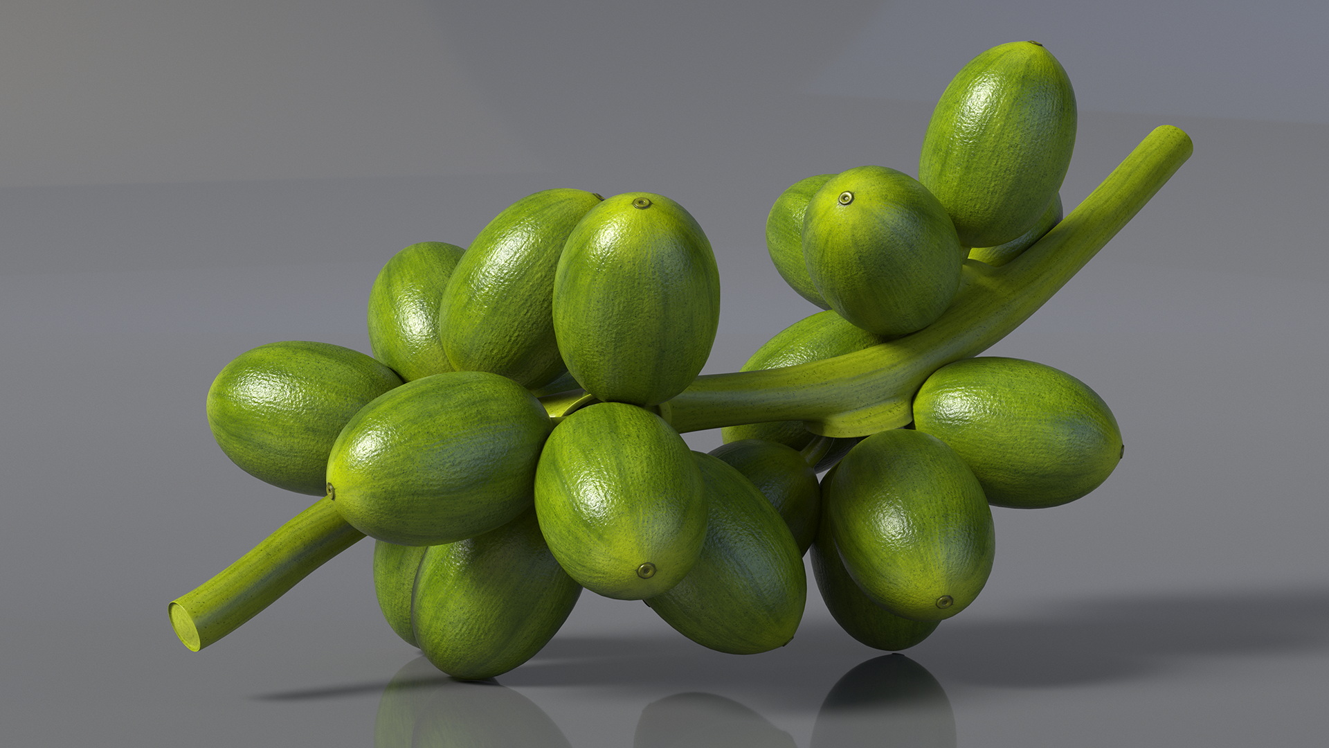 3D Bunch of Fresh Green Coffee Beans model