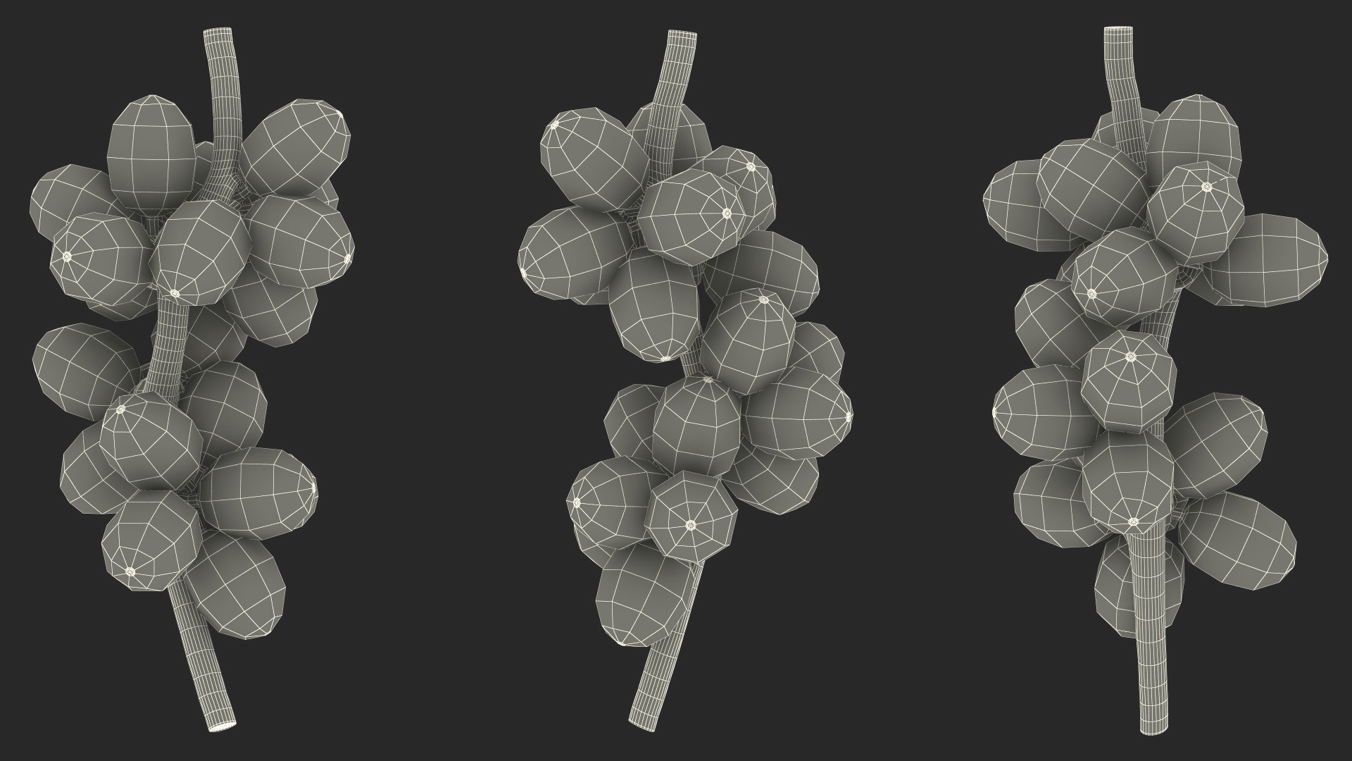3D Bunch of Fresh Green Coffee Beans model