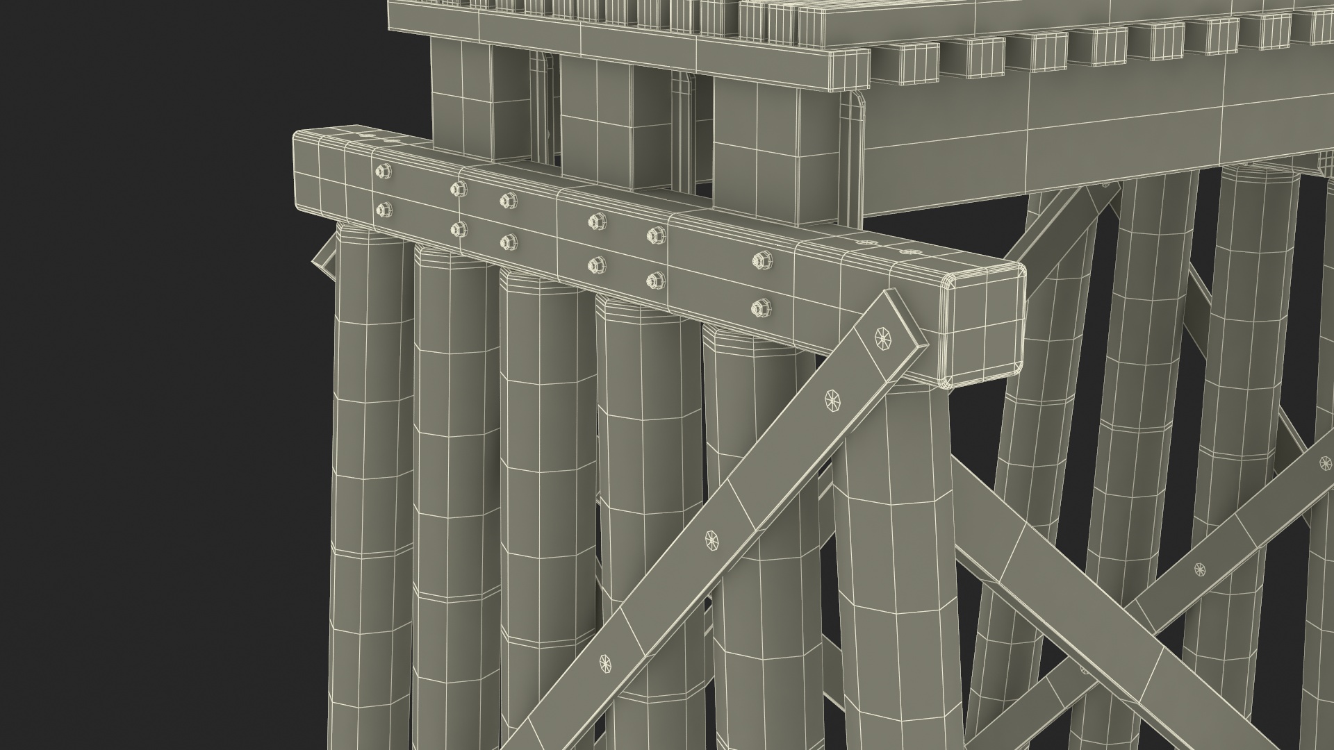 3D Wooden Trestle Bridge Structure
