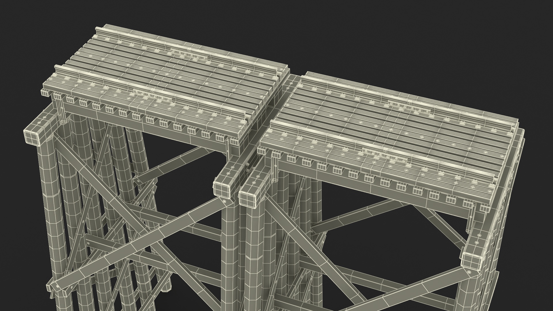 3D Wooden Trestle Bridge Structure
