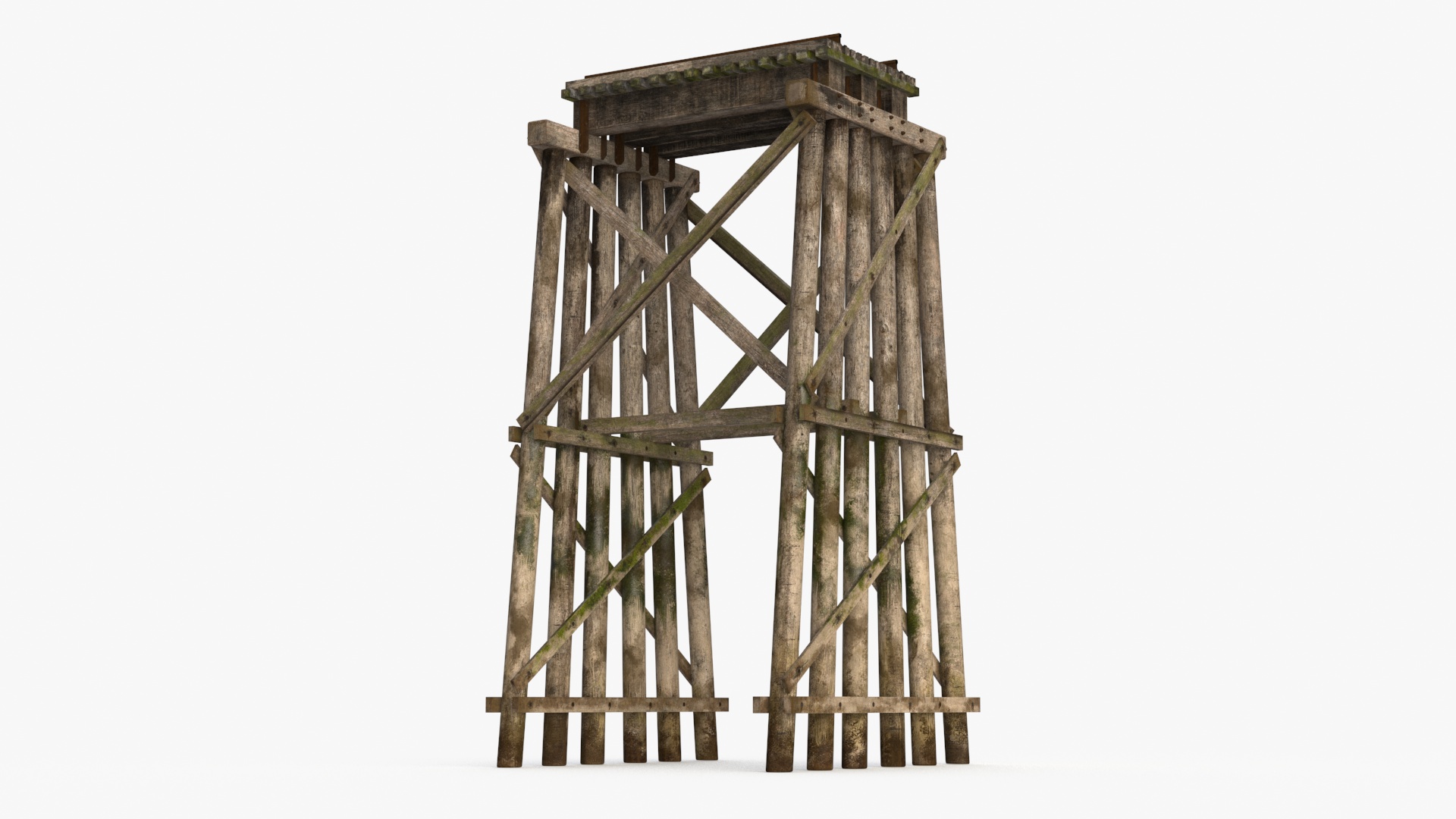 3D Wooden Trestle Bridge Structure