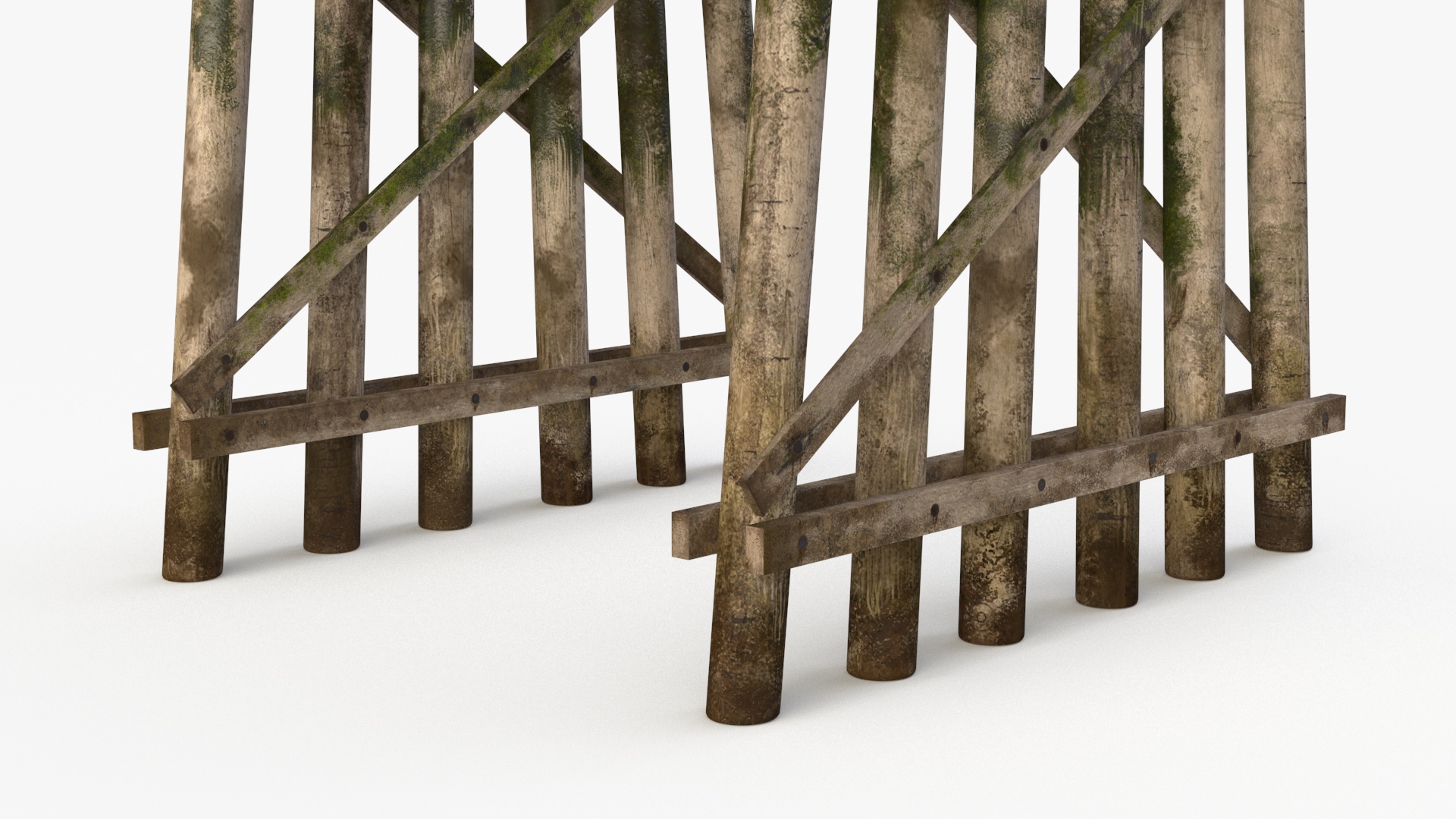 3D Wooden Trestle Bridge Structure