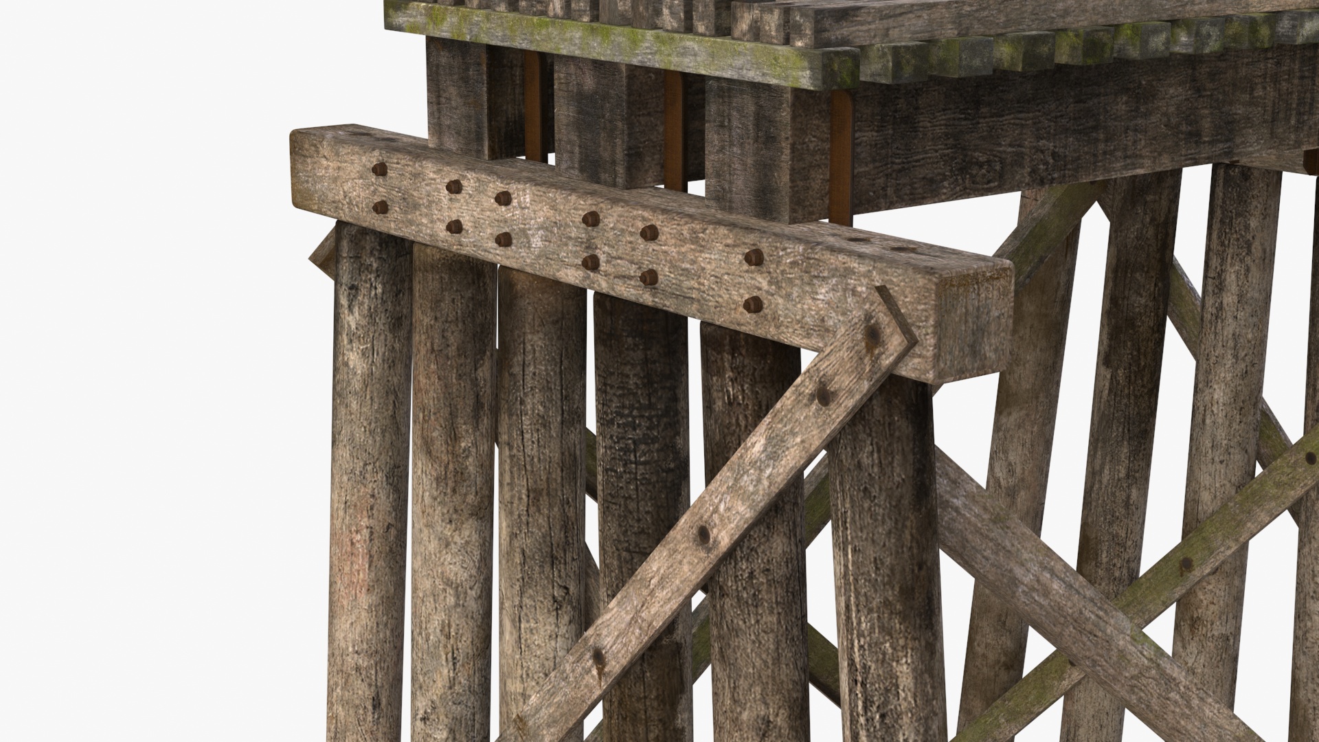 3D Wooden Trestle Bridge Structure